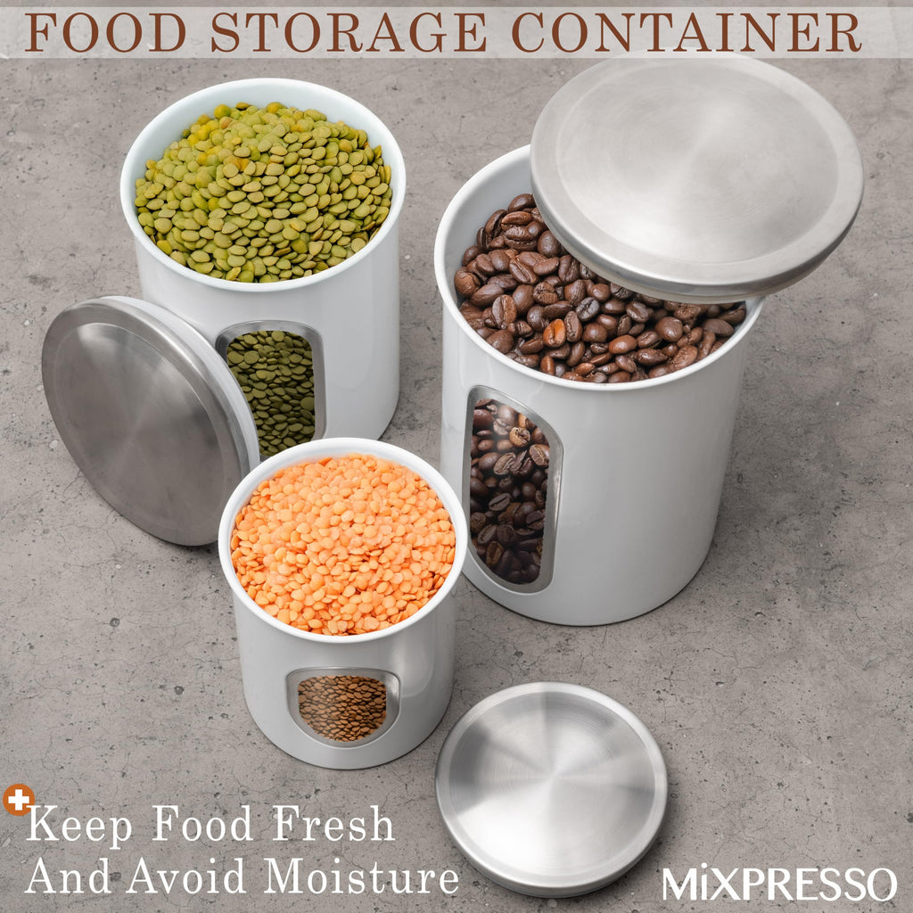Mixpresso 3-Piece Aqua Blue Canisters Sets For The Kitchen, Airtight Canister Set With See Through Window, Storage Jars for Coffee Container, Tea Organizer & Sugar Canister, Kitchen Canisters