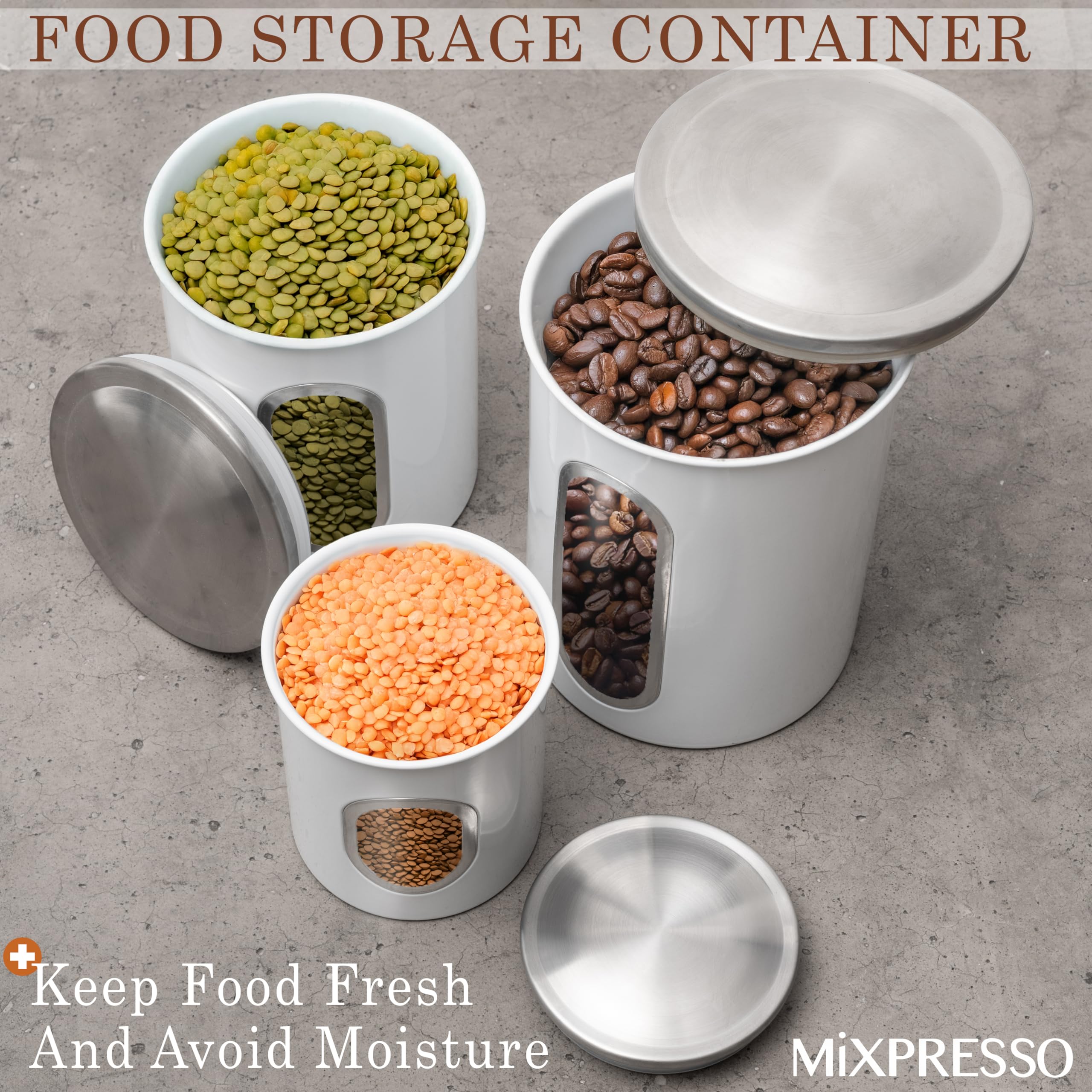Mixpresso 3-Piece Aqua Blue Canisters Sets For The Kitchen, Airtight Canister Set With See Through Window, Storage Jars for Coffee Container, Tea Organizer & Sugar Canister, Kitchen Canisters