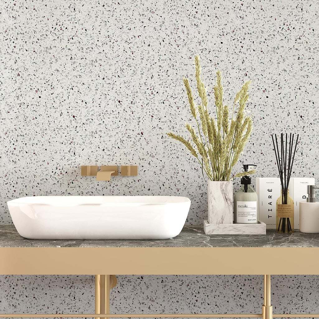 VEELIKE 15.7''x118'' Granite Contact Paper for Countertops Waterproof Self Adhesive Granite Wallpaper Peel and Stick Countertops for Kitchen Bathroom Counter Top Removable Decorative Vinyl Film