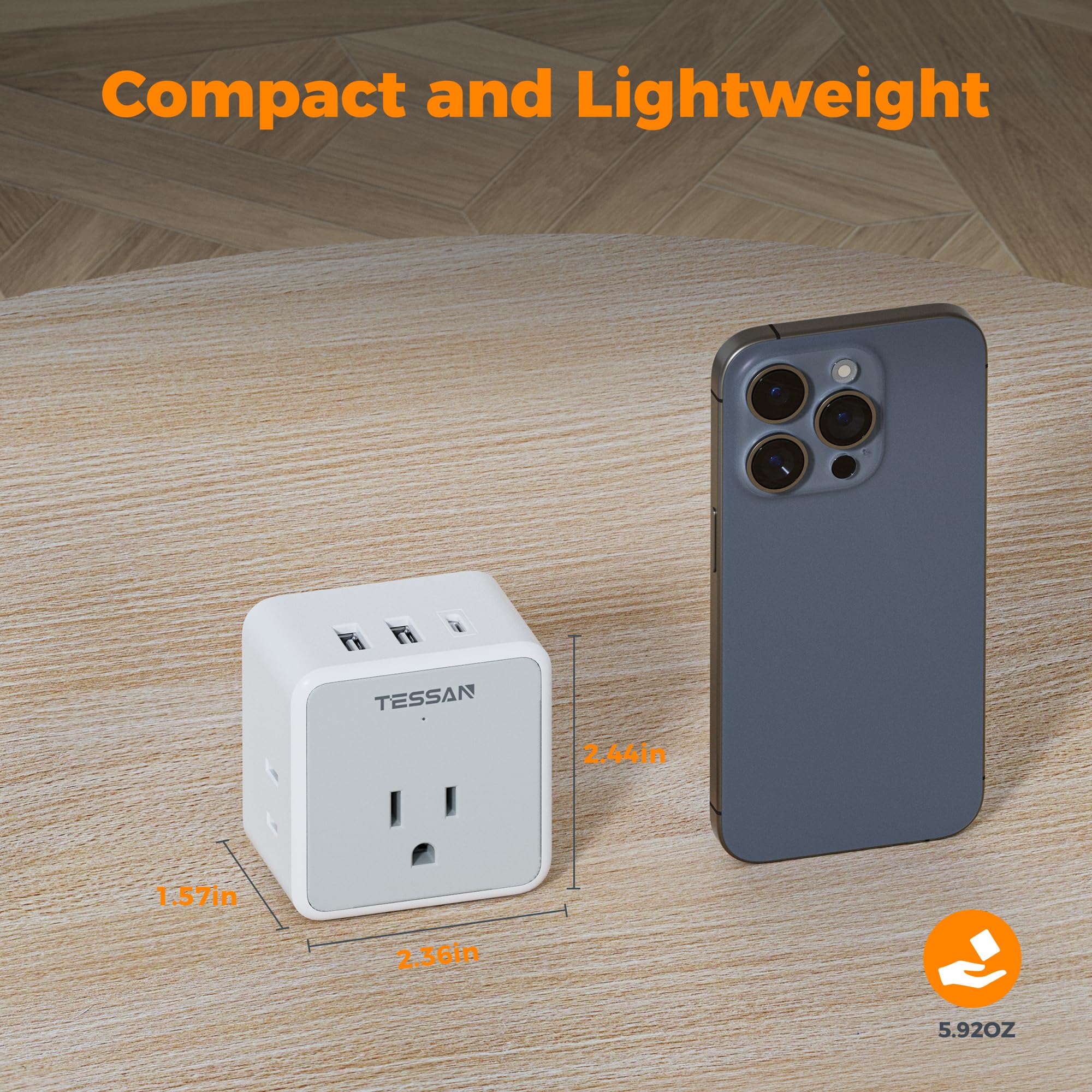 TESSAN 6-in-1 European UK Travel Plug Adapter Kit | 3 USB (1 USB C), 3 AC Outlets, Supports Type C, G, E/F, I, A, B, US to Europe UK Italy Australia Japan