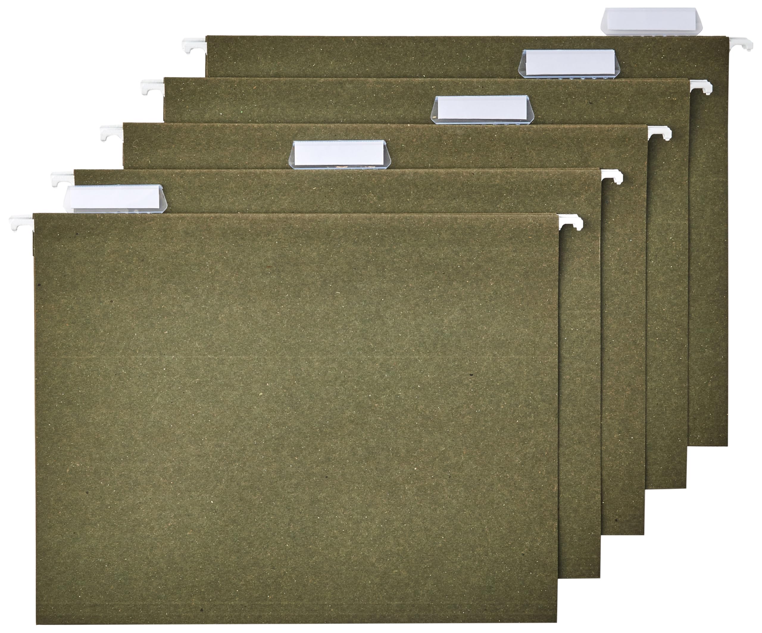 Amazon Basics Hanging File Folders for Documents, Letter Size, 1/5-Cut Adjustable Tabs, Standard Green, 50 Count