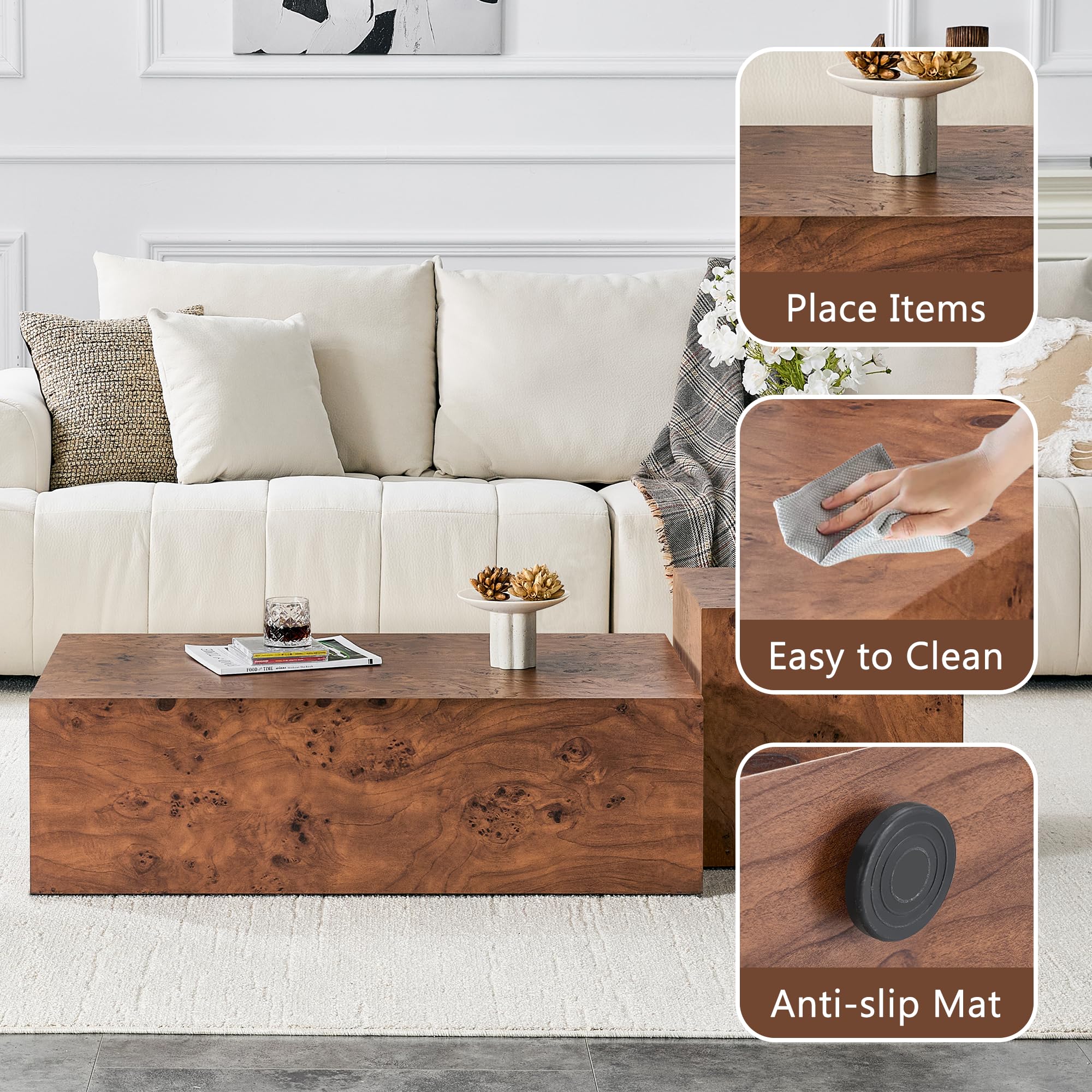 Round Coffee Table, 23.6" Modern Grey Faux Marble Drum Coffee Table, Round Accent Center Table for Living Room Apartment Small Spaces, No Assembly Required