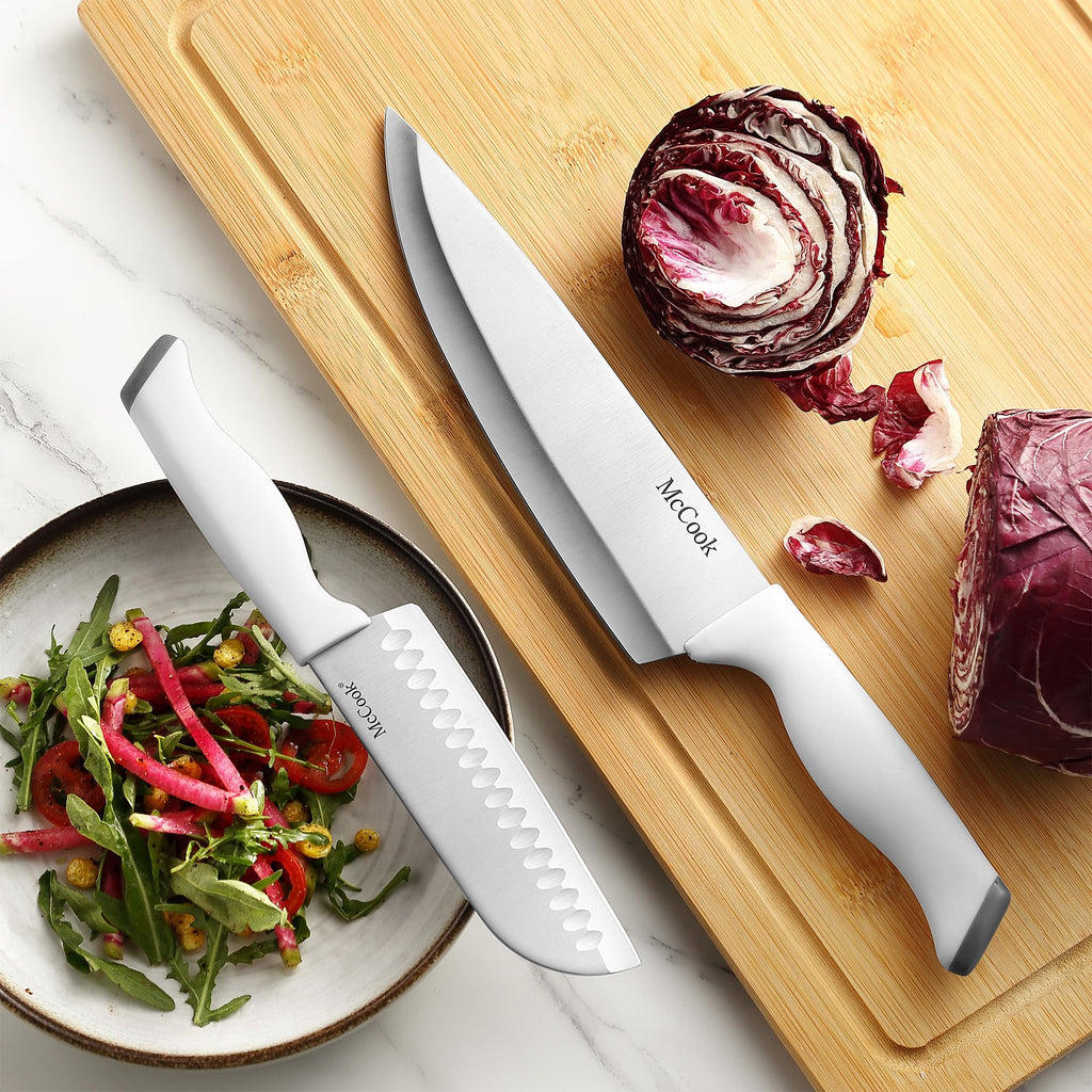 McCook® Knife Sets,German Stainless Steel Kitchen Knife Block Set with Built-in Sharpener, 20-Piece Razor-Sharp Kitchen Knives, Forged Triple Rivet,Full Tang,Ergonomic Handle,Elegant Box for Gift