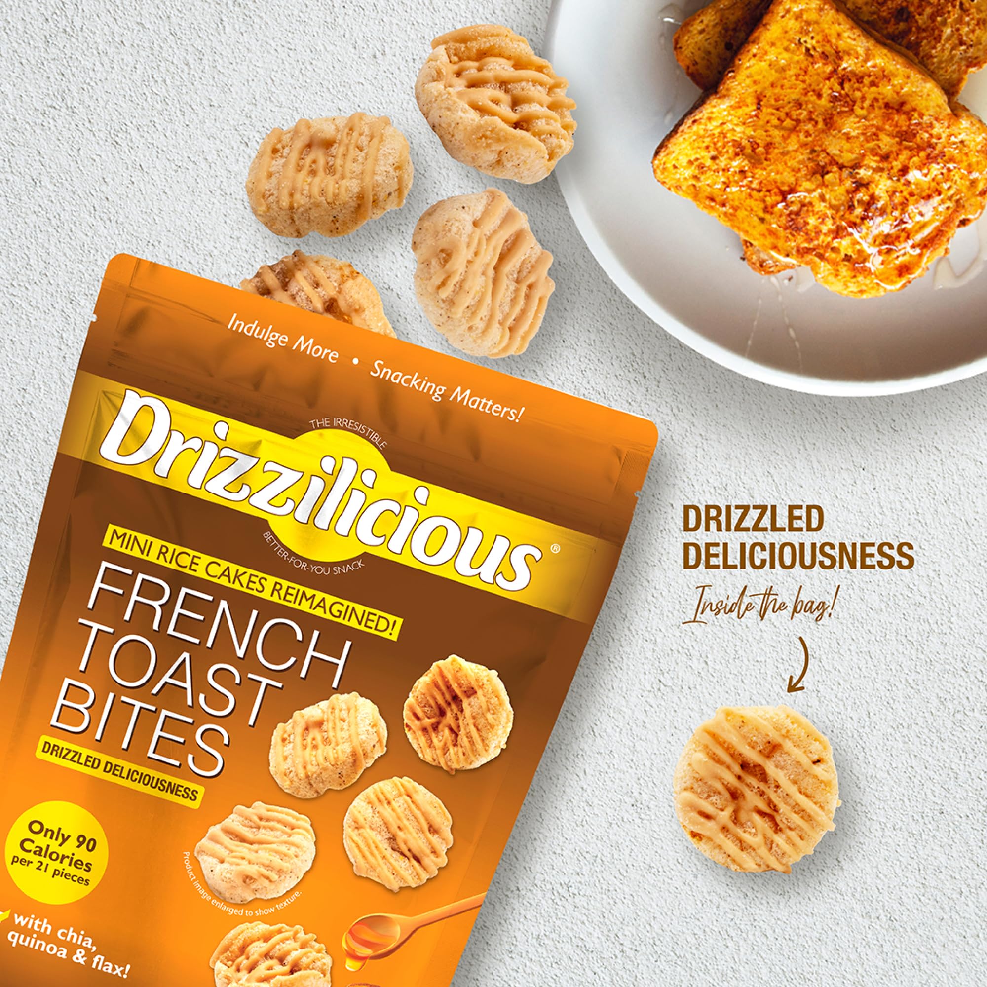 Drizzilicious Mini Flavored Rice Cakes - Rice Crisps, Healthy Snack for Adults and Kids, Vegan, Gluten Free Snack, 90 Calories Per 21 Pieces, S'mores & Cinnamon Swirl - 4 oz (Pack of 6)