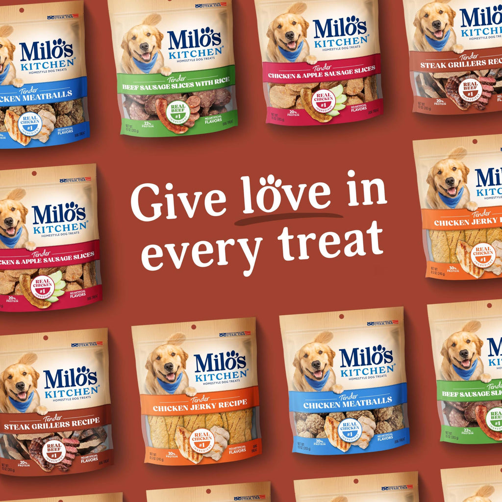 Milo's Kitchen Homestyle Dog Treats, Beef Sausage Slices, 10 Ounce, High Protein, No Artificial Flavors