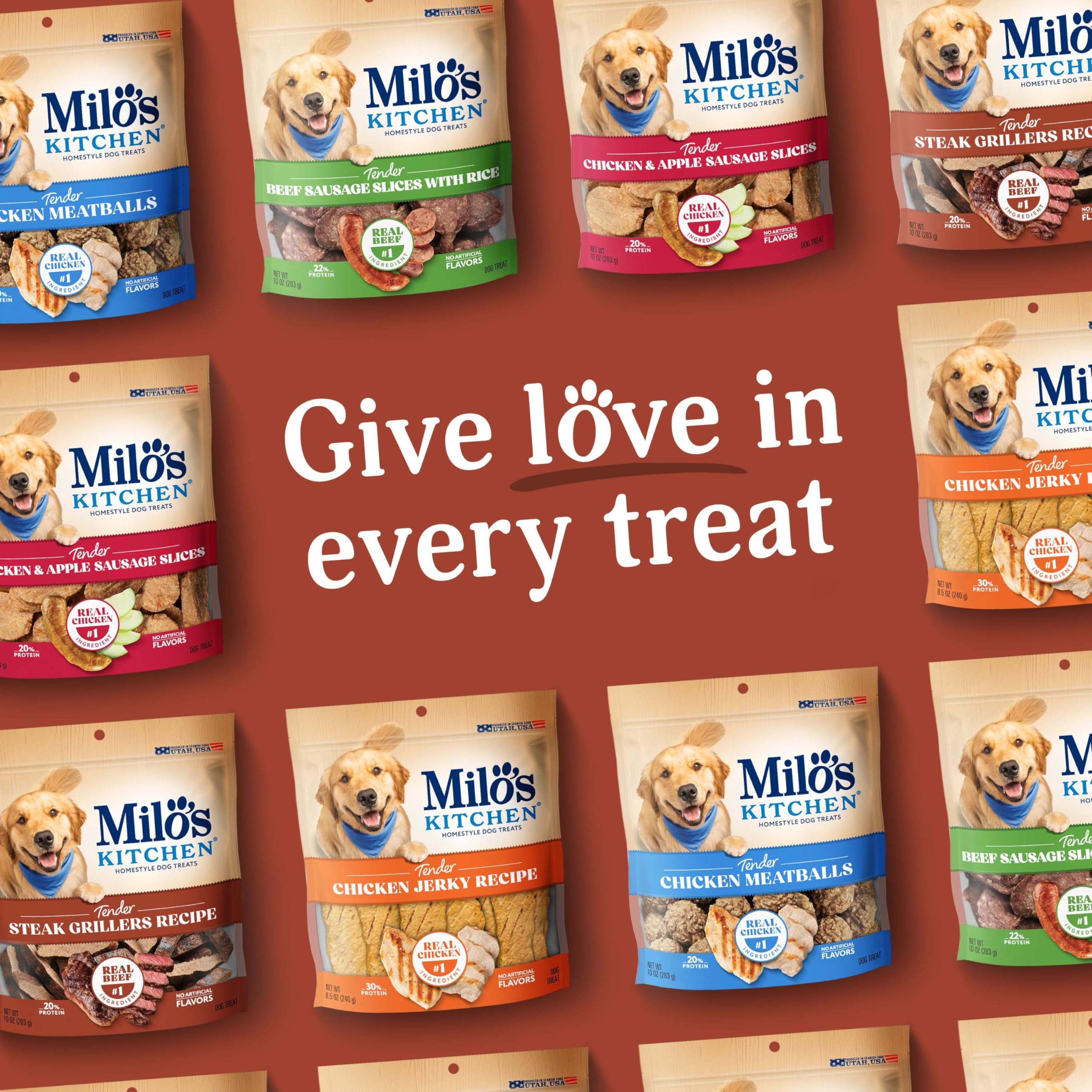 Milo's Kitchen Homestyle Dog Treats, Beef Sausage Slices, 10 Ounce, High Protein, No Artificial Flavors