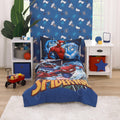 NoJo Marvel The Avengers I Am A Hero Blue, Green, Red, and Yellow 4 Piece Toddler Bed Set - Comforter, Fitted Bottom Sheet, Flat Top Sheet, and Reversible Pillowcase