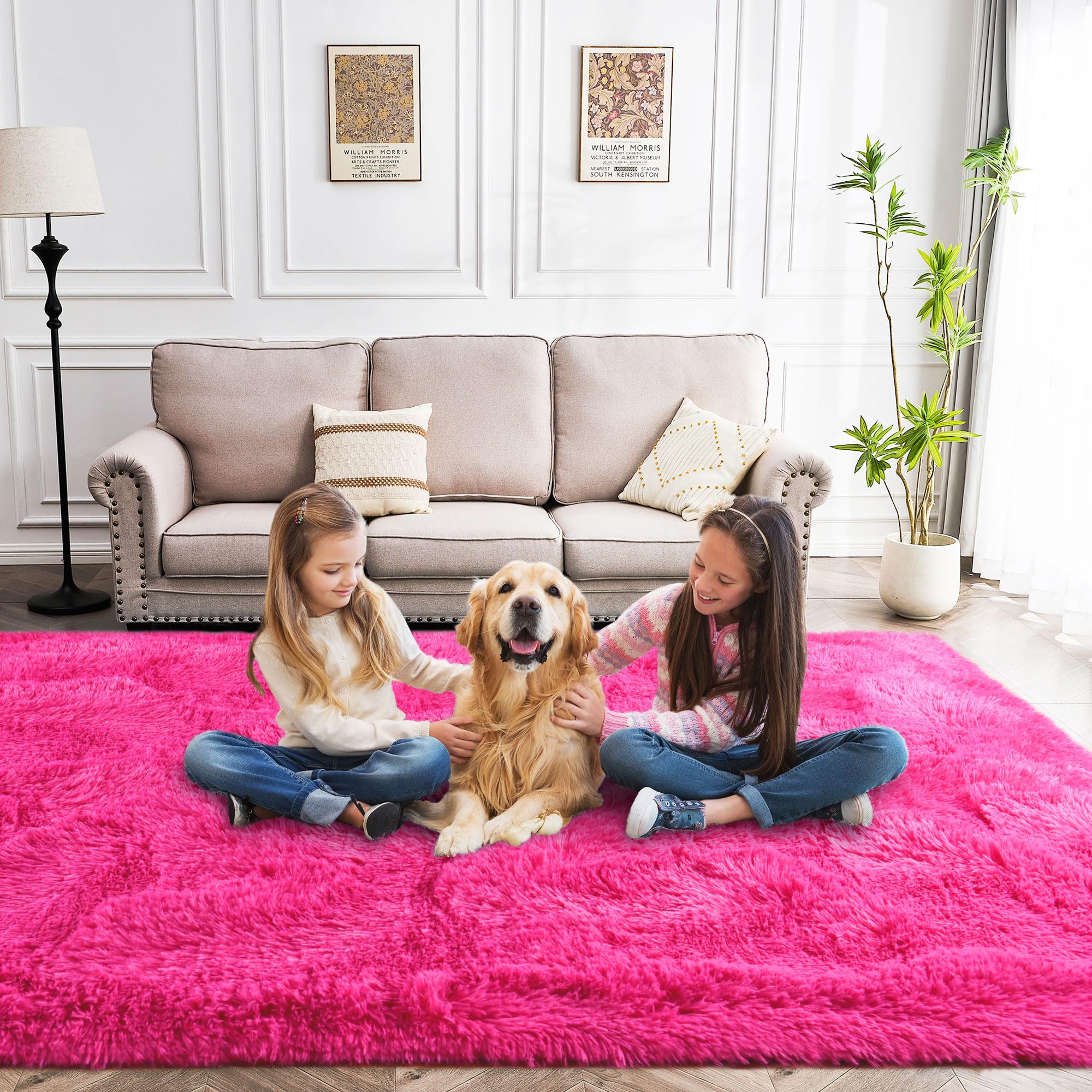 Awaytail Fluffy Rug Washable 2x3 Feet, Pure Black Desk Chair Rug Non-Slip, Super Soft Kids Rug for Boys Nursery Dorm Decor