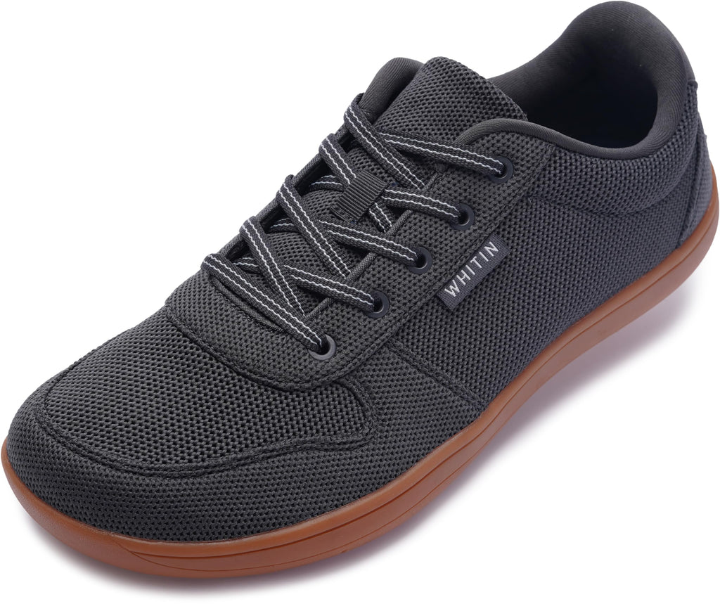 WHITIN Men's Wide Toe Box Barefoot Sneakers + Breathable Knit Walking Shoes