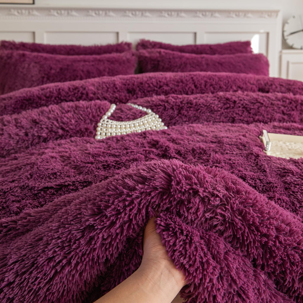 Faux Fur Kids Girls Purple Rainbow Comforter Sets Twin/Full - 3PC Bed Set Warm Comfortable Soft Plush Flannel Velvet Fluffy Fuzzy Bedding（Comforter x 1 Pillowcases x 2）
