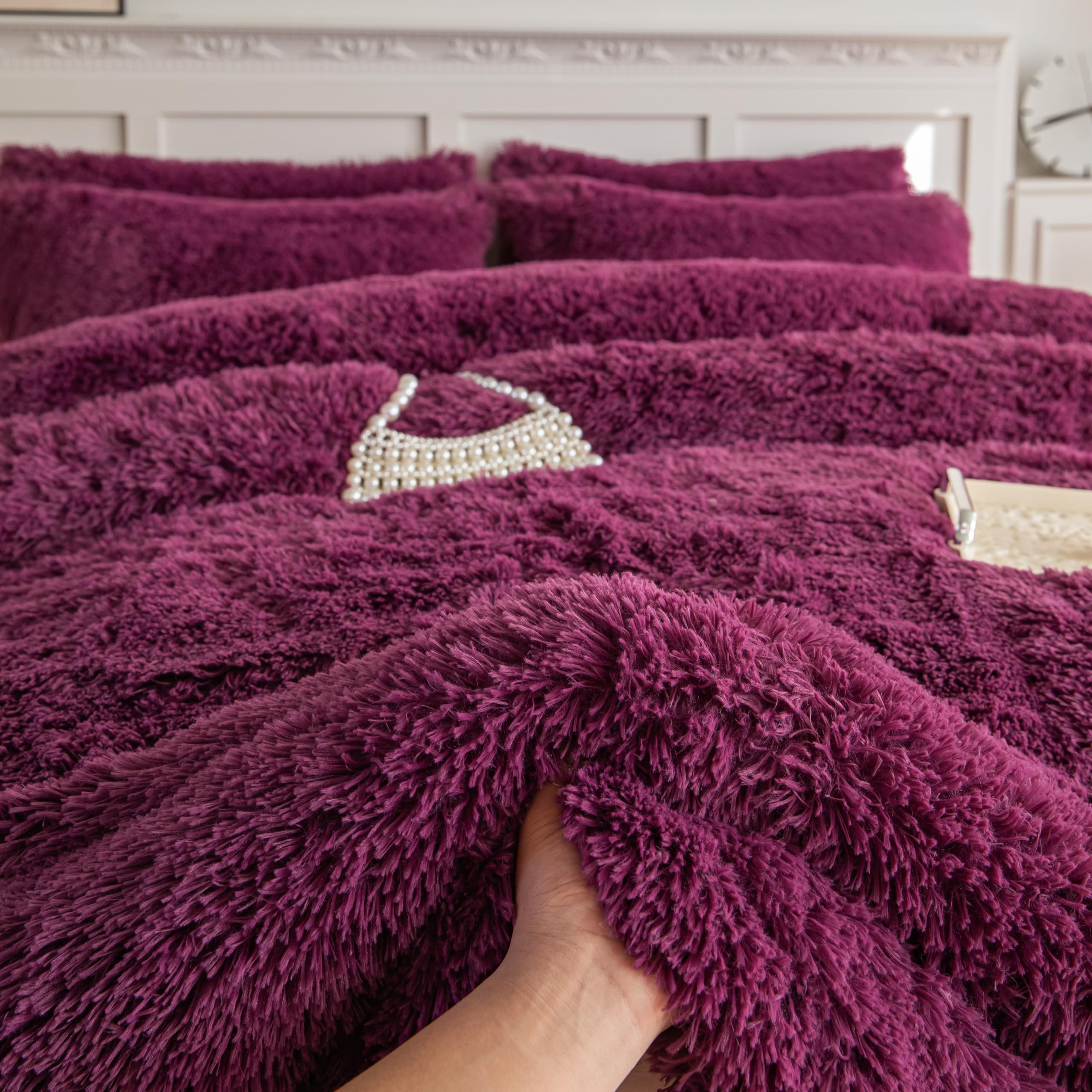 Faux Fur Kids Girls Purple Rainbow Comforter Sets Twin/Full - 3PC Bed Set Warm Comfortable Soft Plush Flannel Velvet Fluffy Fuzzy Bedding（Comforter x 1 Pillowcases x 2）