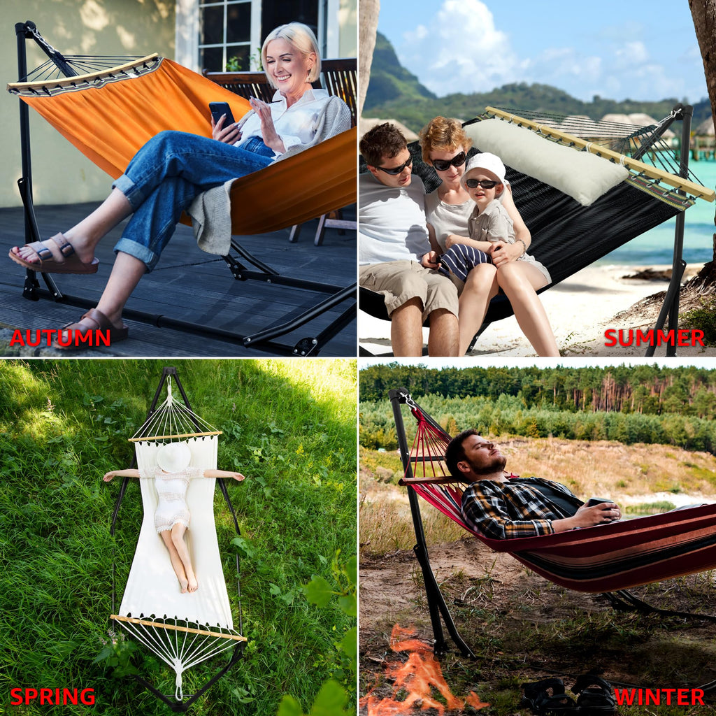 Tranquillo Unity Adjustable Hammock Stand, Hammocks Stands for The Garden, 800 lbs Capacity Steel Double Hammock Stand for 2 Persons, Premium Pre-Assembled Stand (Steel, Aegean)