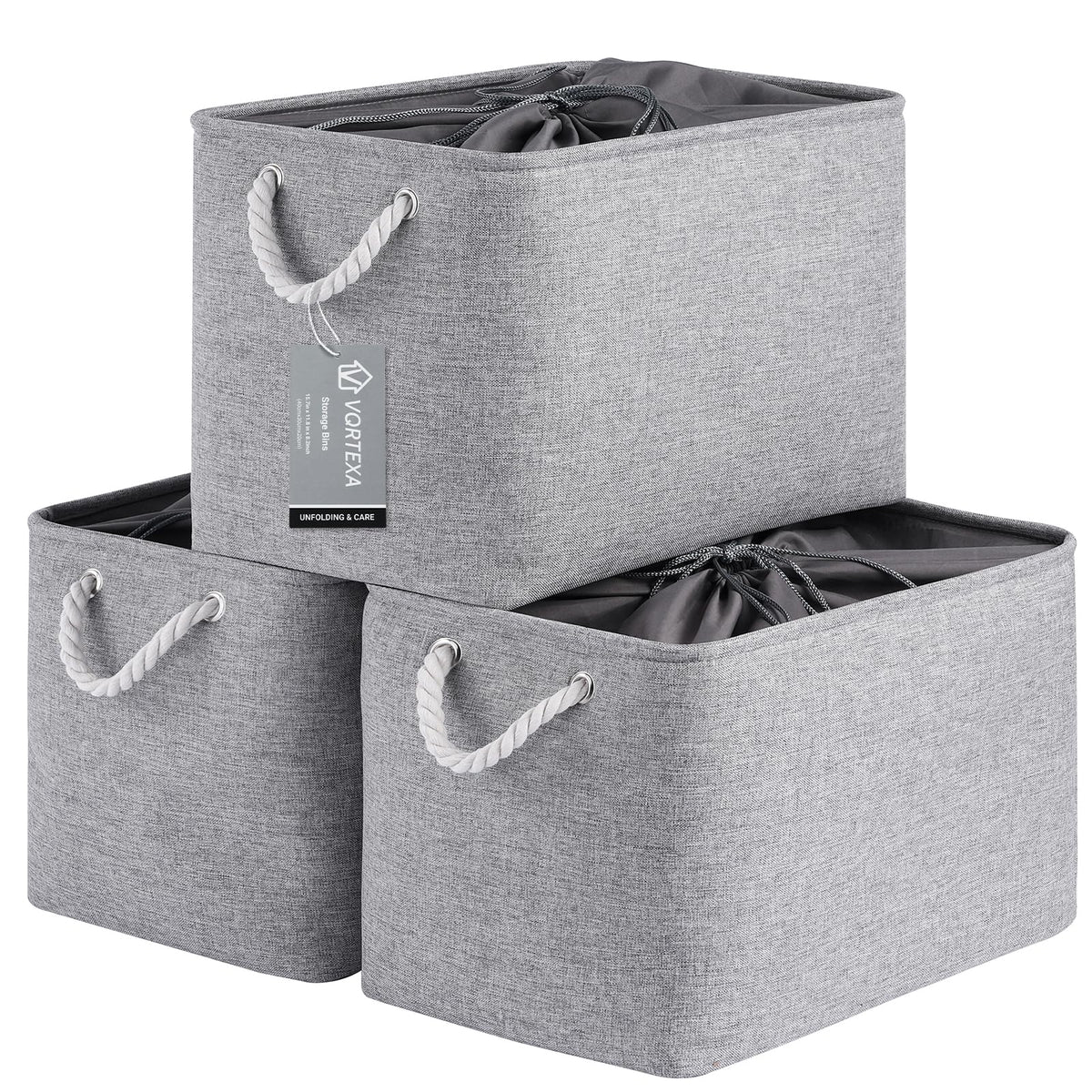 Storage Baskets for Shelves 11.8x7.9x5.2 Inch, Foldable Fabric Storage Bins with Handles, Small Storage Baskets for Organizing Closet, Office, Home Organization (1-Pack, Gray)