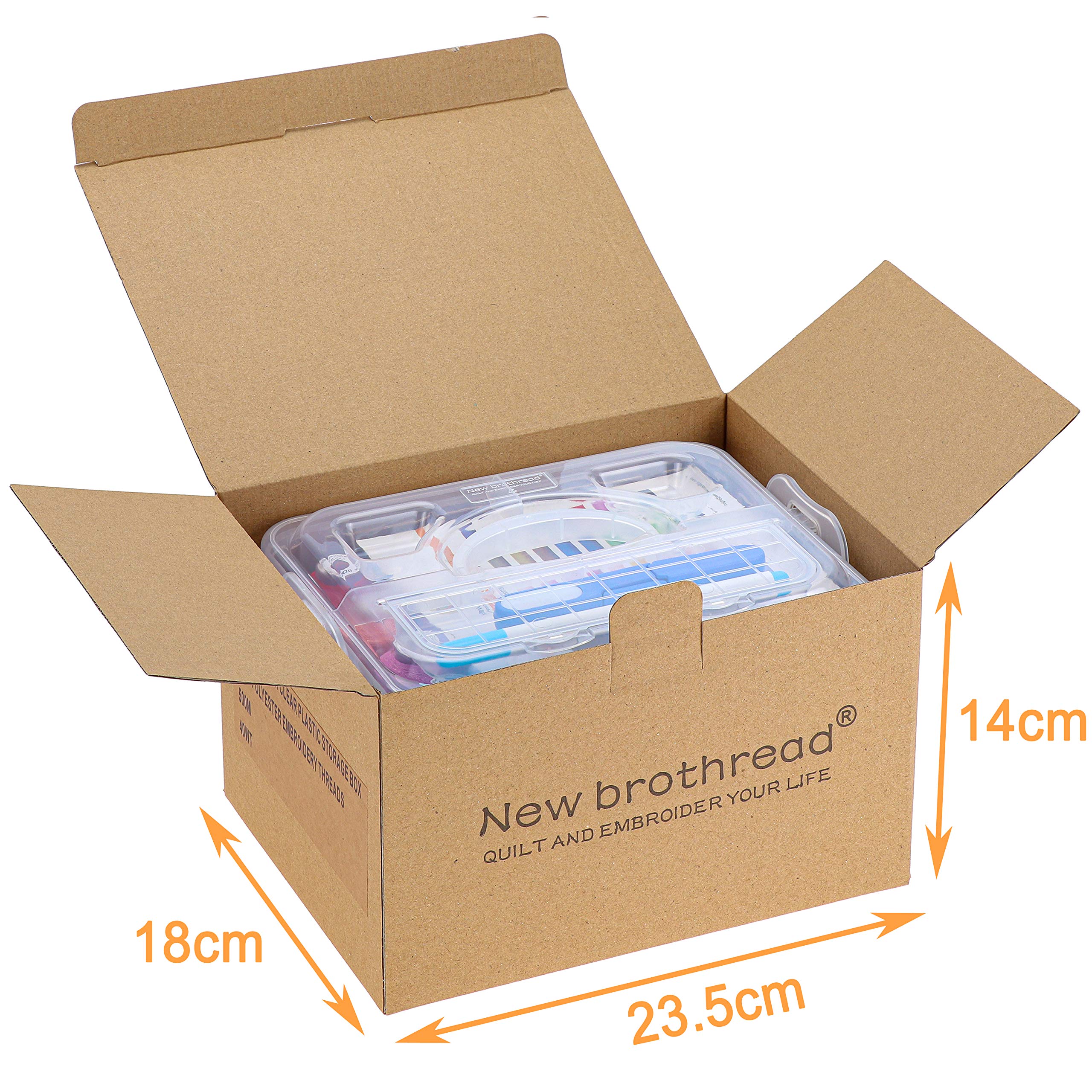 New brothread 40 Colors Compatible with Brother 500m Each Embroidery Machine Thread with Clear Plastic Storage Box for Embroidery Sewing Machine