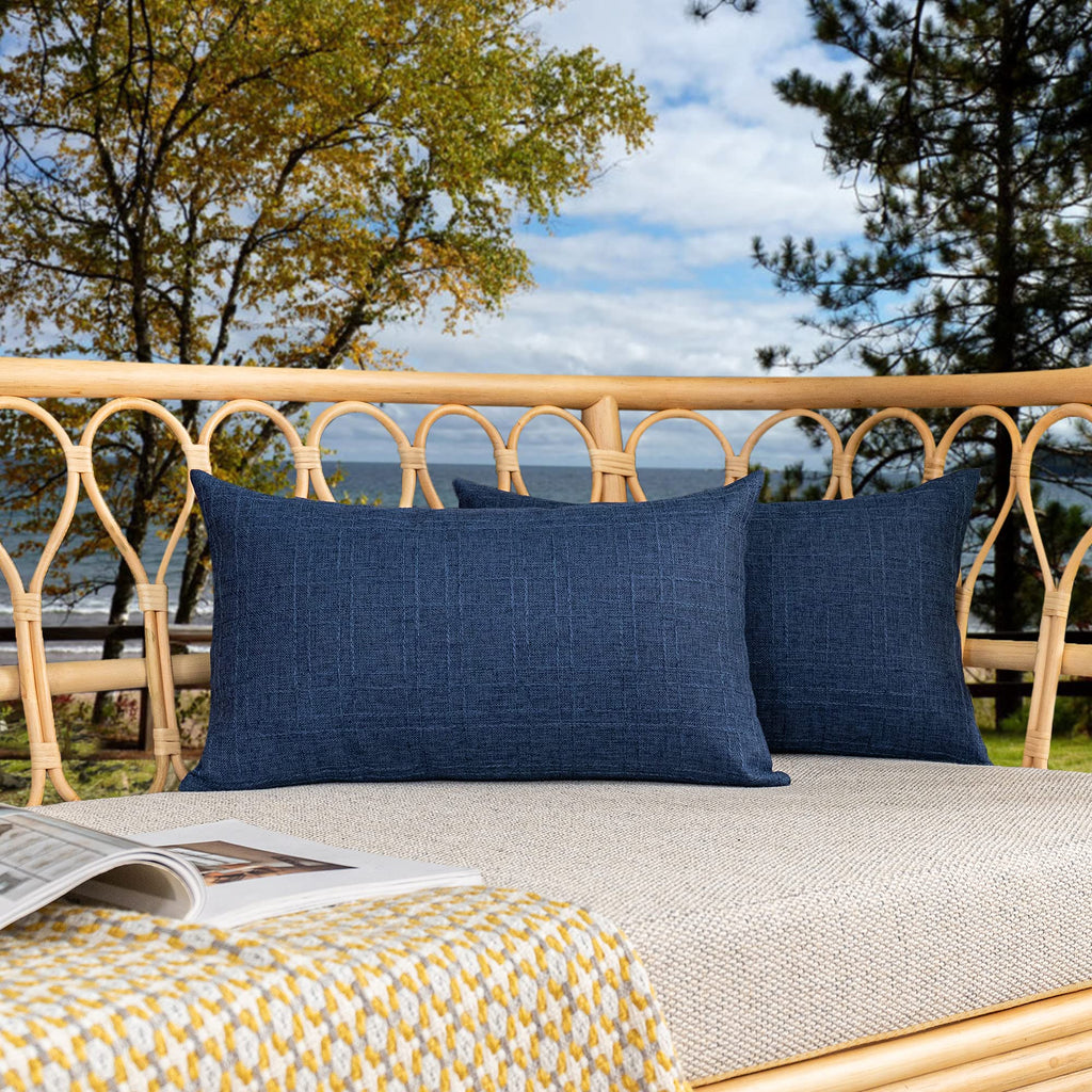 Kevin Textile Pack of 2 Outdoor Waterproof Pillow Covers Checkered Decorative Cushions Sham Throw Pillowcases Shell for Patio Tent Garden Couch Bed Sofa 16x16 Inch Army Green