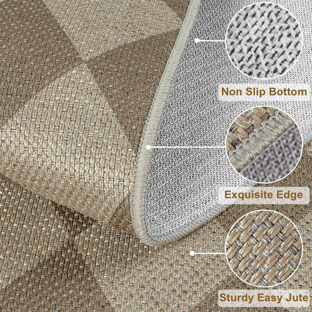 Rugalia Easy Jute Checkered Entryway Rug, 2x3 Black Modern Indoor Outdoor Doormat, Washable Non-Slip Neutral Small Kitchen Rug Farmhouse Diamond Throw Rugs for Entrance Bedroom Bathroom
