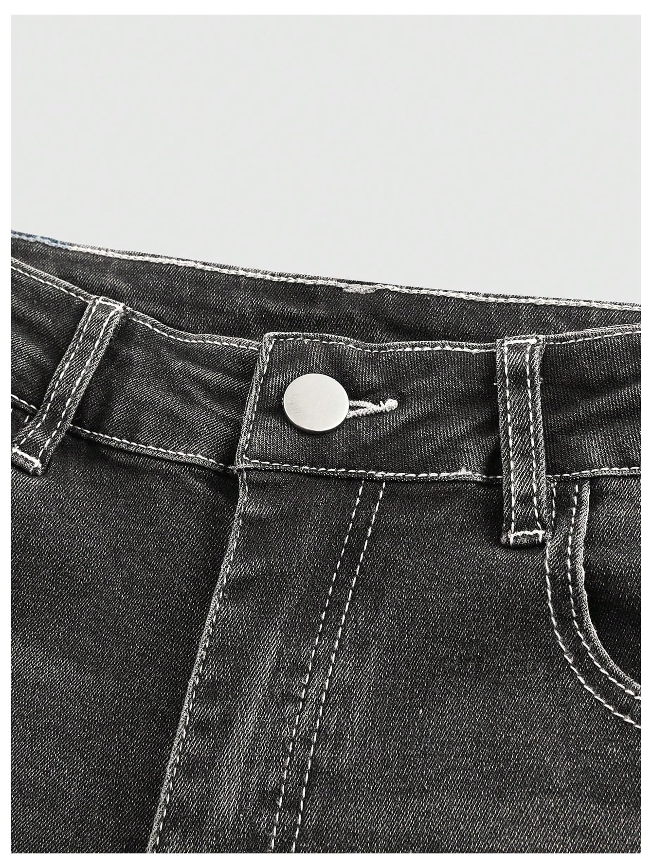 MakeMeChic Women's Bell Bottom Jeans Stretchy Flared Jeans Embroidered Y2K High Waist Denim Pants