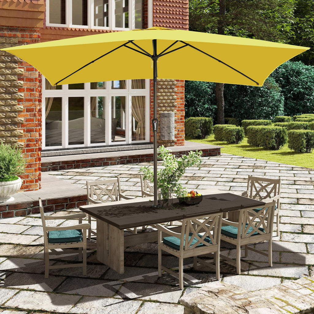 Ayge 6.5x10FT Rectangular Patio Umbrella Outdoor Table Umbrella w/Push Button Tilt & Crank Rectangle Market Umbrella UV Protection for Garden,Deck,Lawn,Yard & Pool,Beige
