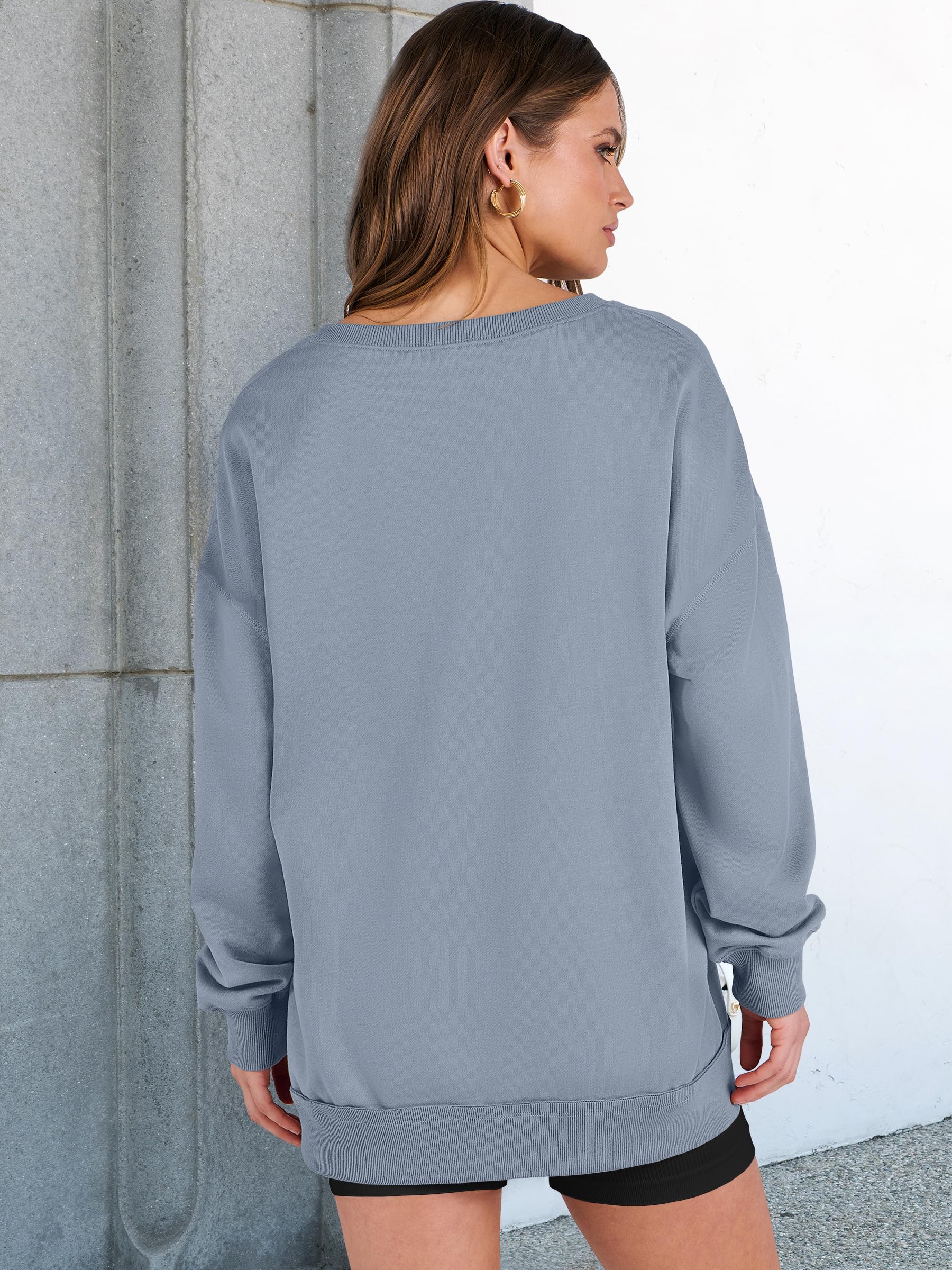 ANRABESS Women's Long Sleeve V-Neck Oversized Sweatshirts | Soft Lightweight Loose Fit Pullover Tops, Casual School Workout Office Tunic Shirts, Teen Girls Outfit, Fall Winter Clothes