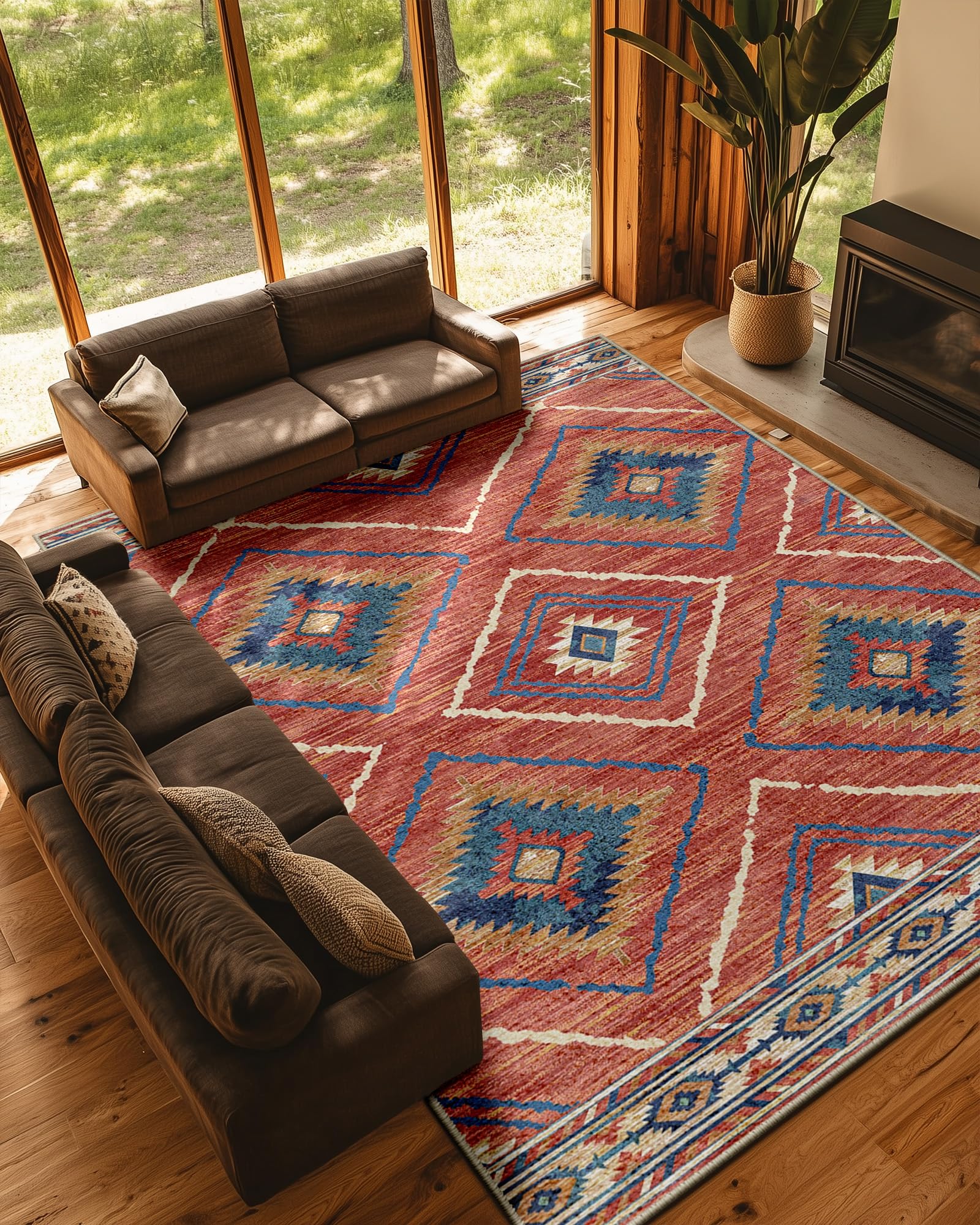 BESTSWEETIE Area Rug 2x3 Rug Machine Washable Non-Slip Low Pile Print Pattern Western Rug for Living Room Bedroom Entryway Tribal Series-Abstract/Cowhide
