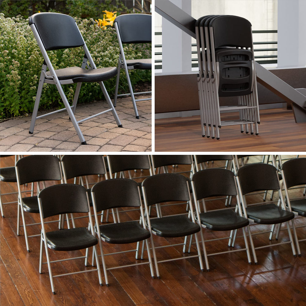 LIFETIME 42803 Commercial Grade Folding Chairs, 4 Pack, Almond