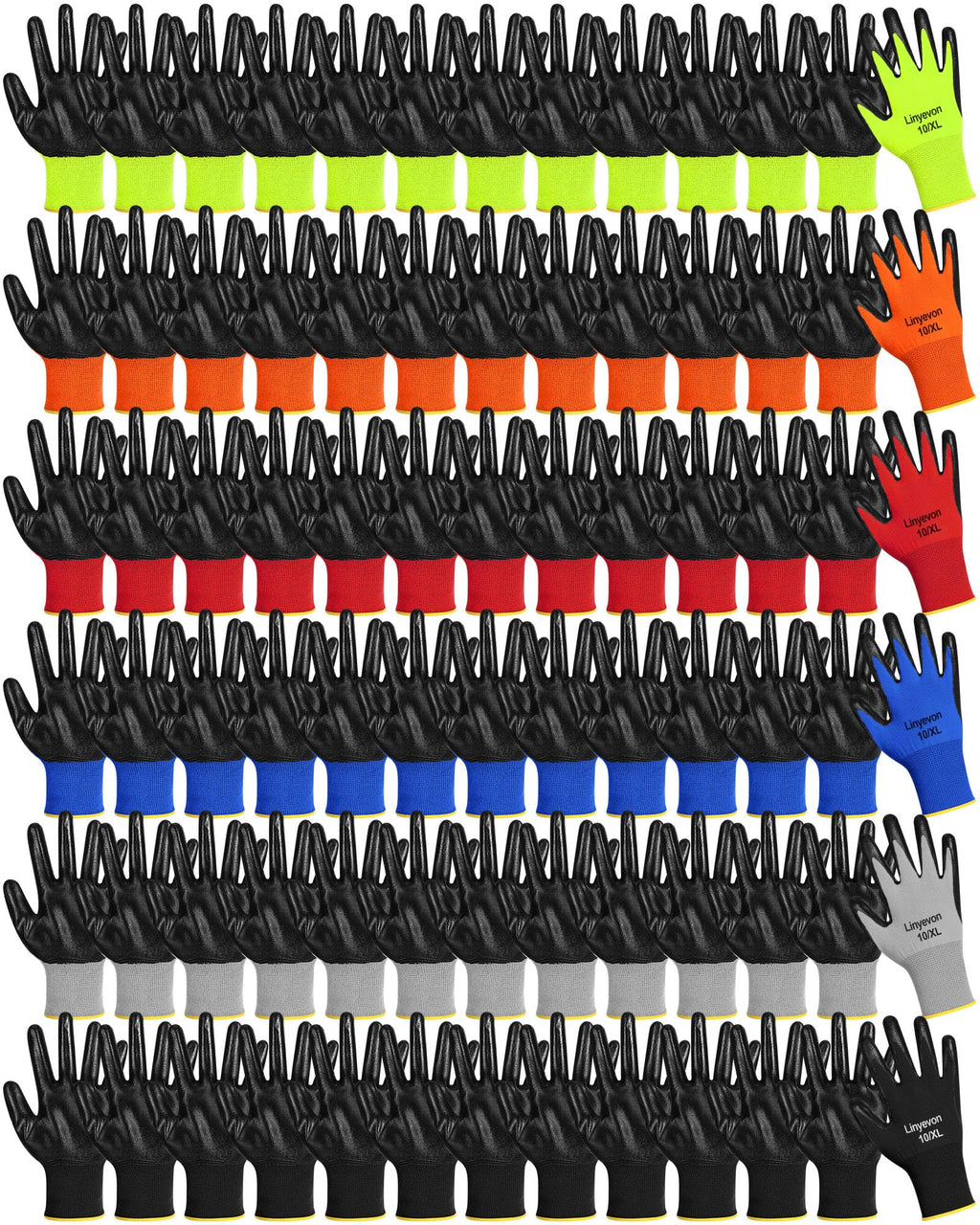 Maxcheck PU Coated Gloves Bulk, Reusable Rubber Safety Gloves for Men Women Work Warehouse, Mechanic, Woodworking