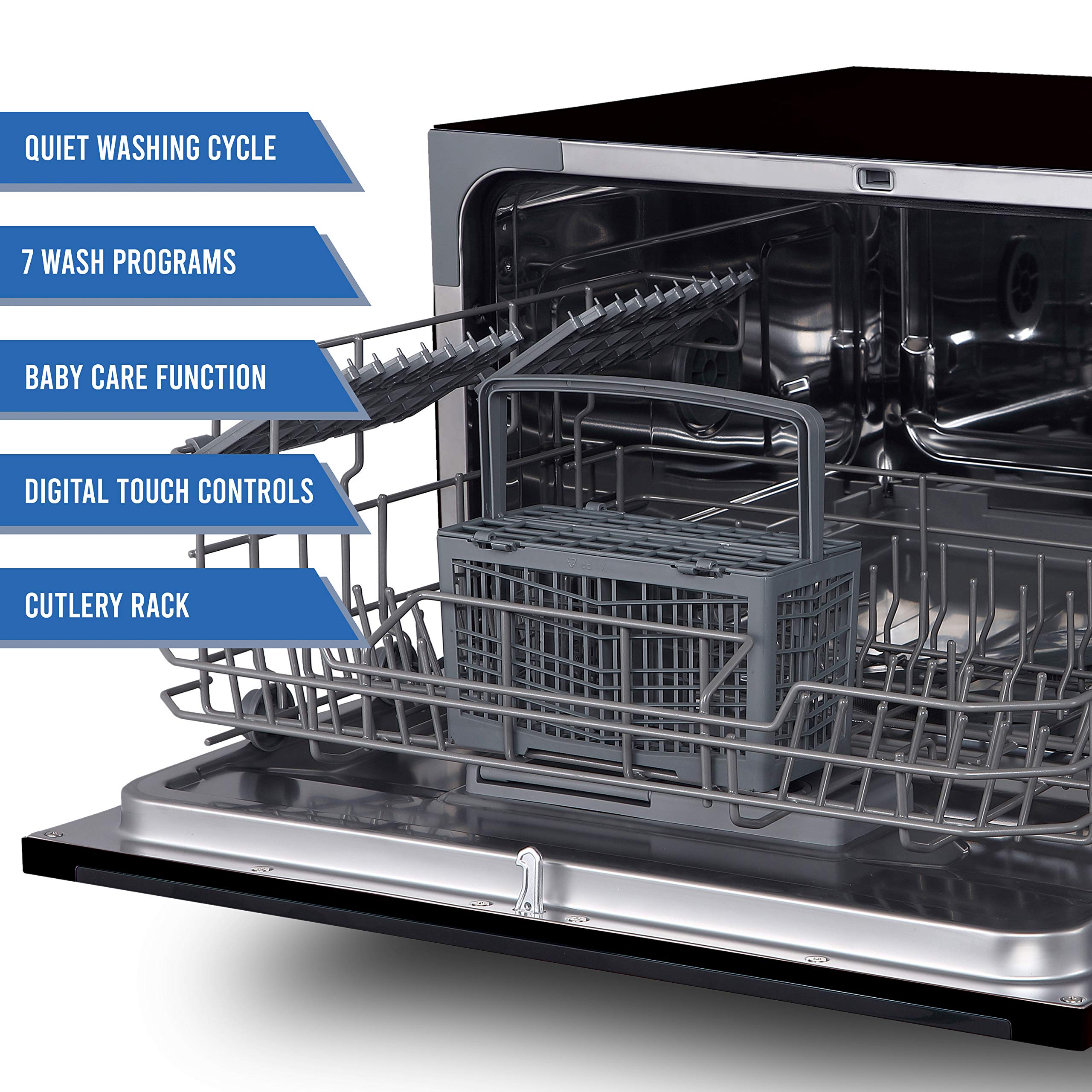 Farberware Compact 6-Place Setting Dishwasher - Portable Mini Countertop Dishwasher with 7 Wash Programs - Perfect for Small Spaces Like Apartment, Dorm, Boat, Camper/RV