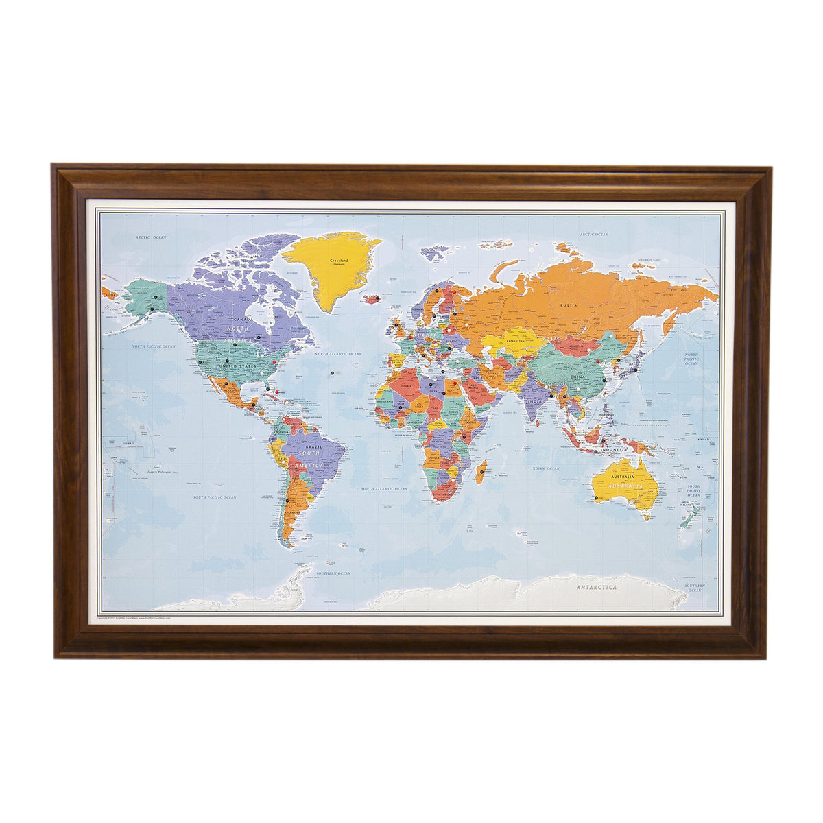 Personalized Canvas Rolled Poster World Map Wall Art with Pins – Large 24" x 36" Blue Oceans Map of the World – Push Pin Travel Decor for Home or Office