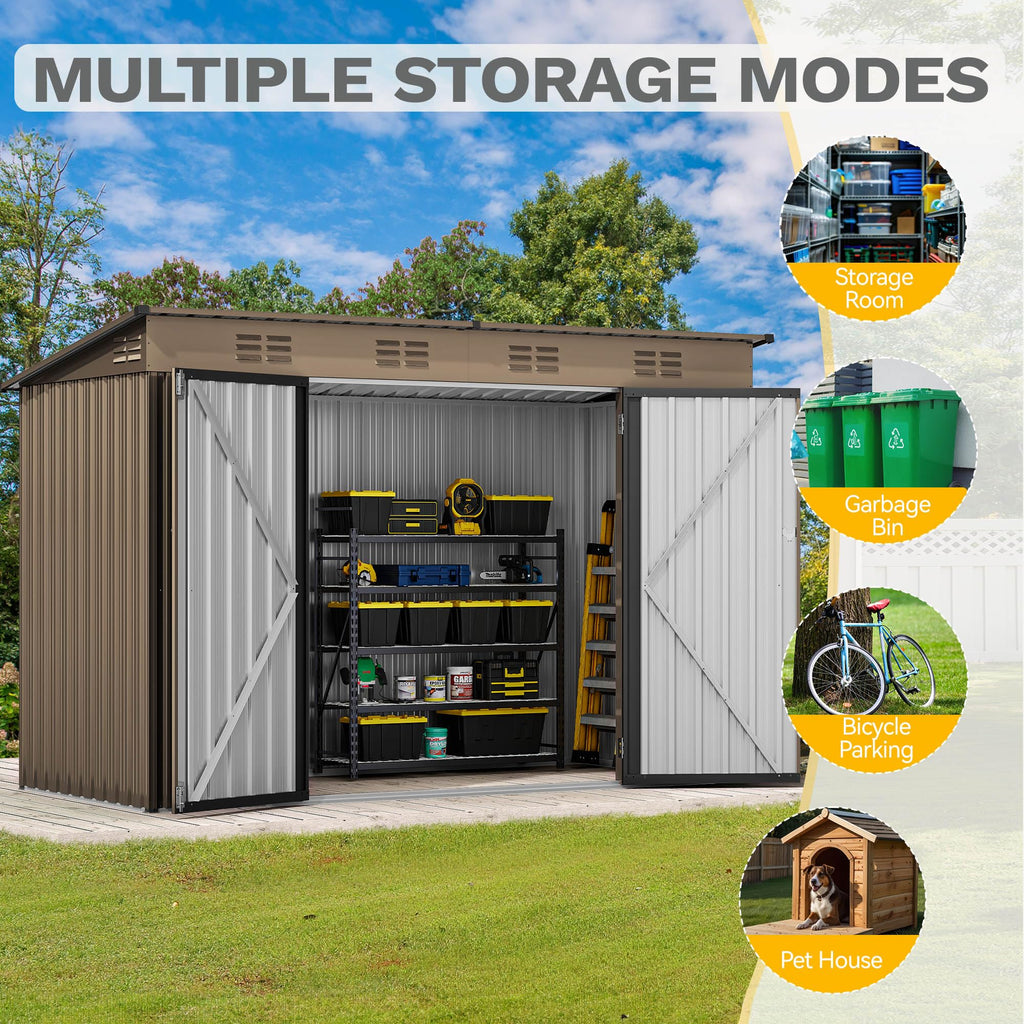DWVO 6x4ft Outdoor Storage Shed, Lockable Metal Tool Storage Sheds, Waterproof Garden Sheds with Vents for Backyard, Patio, Garage, Lawn, Dark Gray
