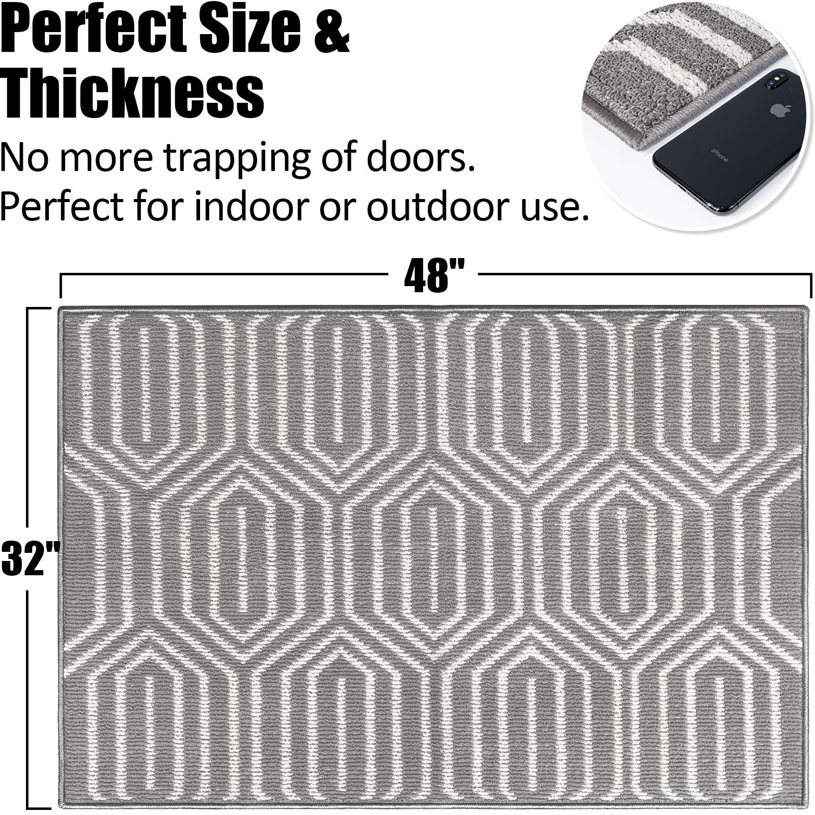 Indoor Doormat 24"x 36", Absorbent Front Back Door Mat Floor Mats, Rubber Backing Non Slip Door Mats Inside Mud Dirt Trapper Entrance Door Rug Carpet, Machine Washable Low Profile-Brown Time Cloister