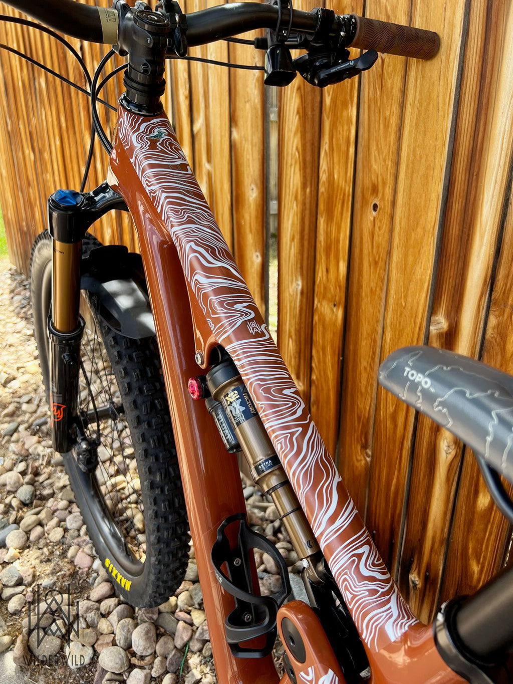 Bike Frame Protection Tape- High Impact Clear Vinyl Wrap Includes Tool (4”x72) Bicycle Frame Protector, Mountain Bike Frame Guard Chainstay Protector (Art Deco)