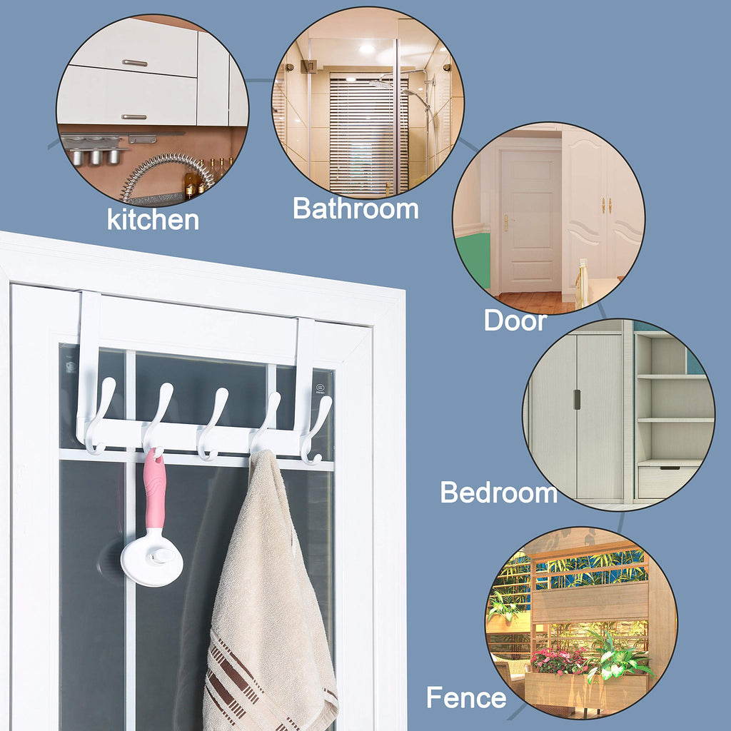 SKOLOO Over The Door Hook, Door Hanger Hooks for Hanging Clothes, Towels, Coats, Hats, Over The Door Towel Hook - Black, Assembly Required