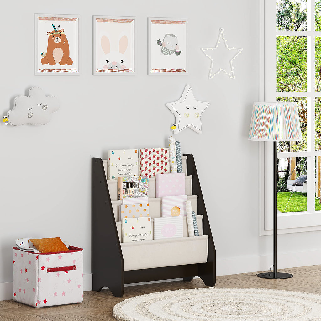 UTEX Kids Sling Bookshelf - Kids Magazine Rack with Organizer, Book Organizer (Espresso)