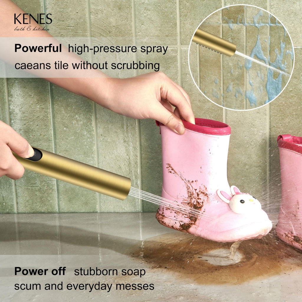 KENES Brushed Nickel 10-Inch Shower Head and Handle Set, Square Shower Faucet Set Bathroom Rainfall Shower System Wall Mount, KE-6024B (Shower Valve Included)
