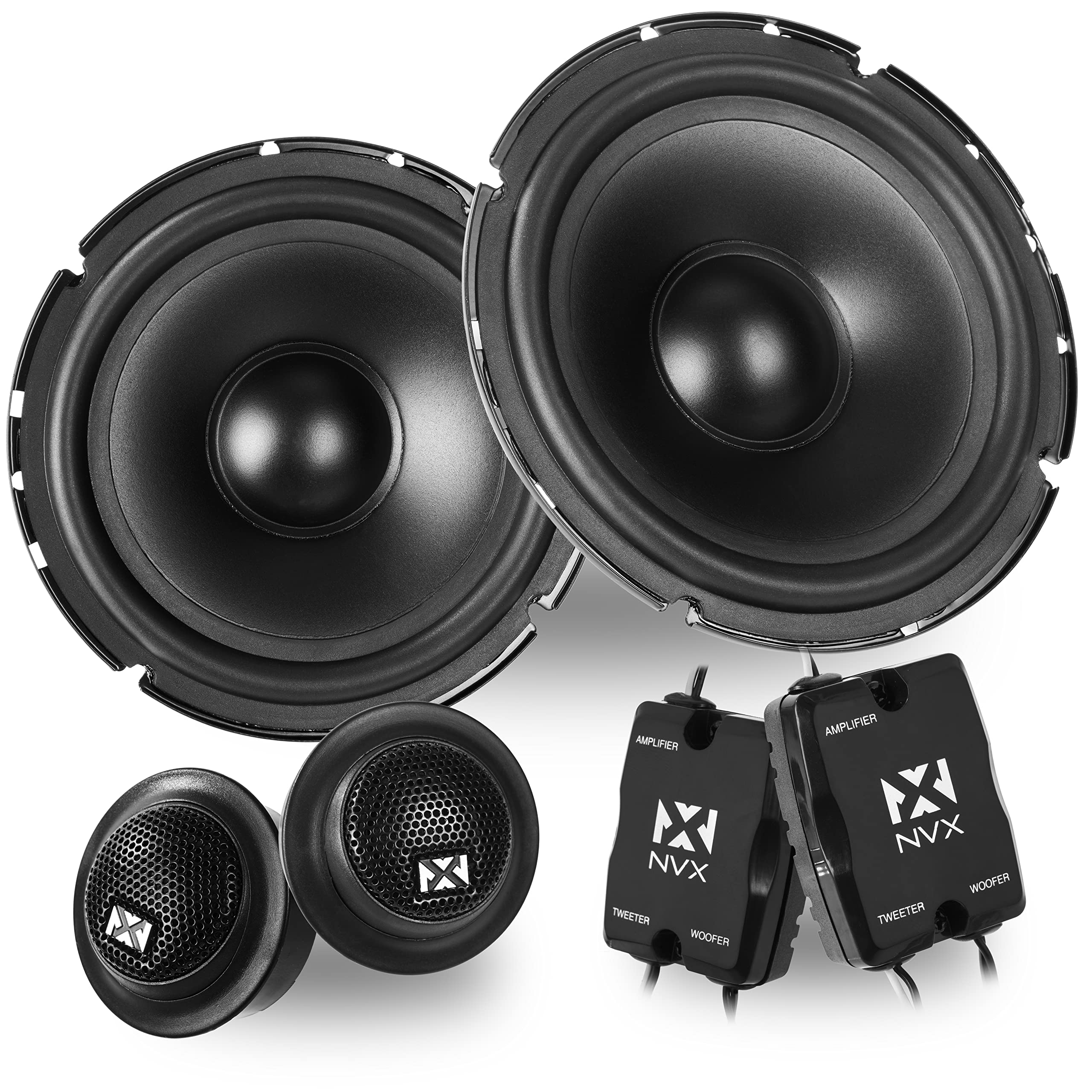 NVX NSP35 3.5" Car Speakers, 200W Max, 70W RMS, 2-Way Coaxial w/Silk Dome Tweeters & Built-in X-Overs, Easy to Install in Cars/Trucks/Doors (Pair)