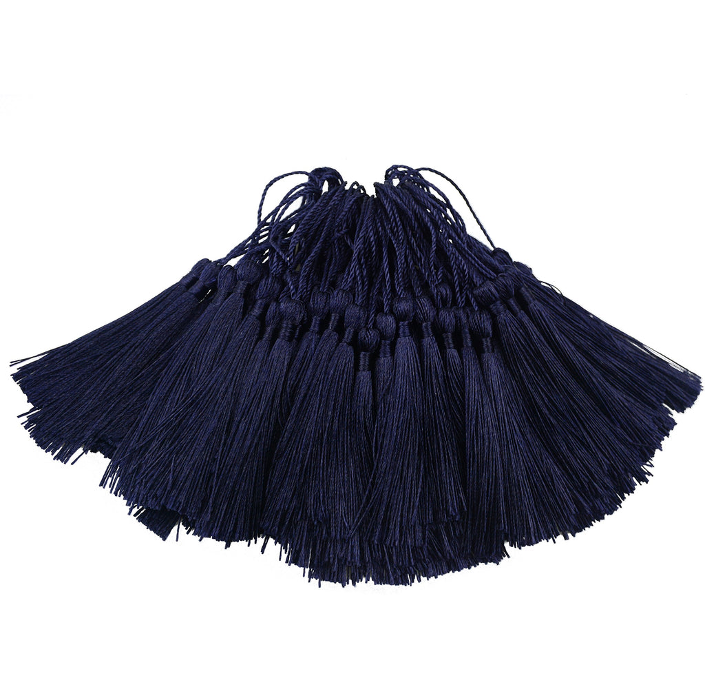 Makhry 100pcs 13cm/5 Inch Silky Floss Bookmark Tassels with 2-Inch Cord Loop and Small Chinese Knot for Jewelry Making, Souvenir, Bookmarks, DIY Craft Accessory (Dark Grey)