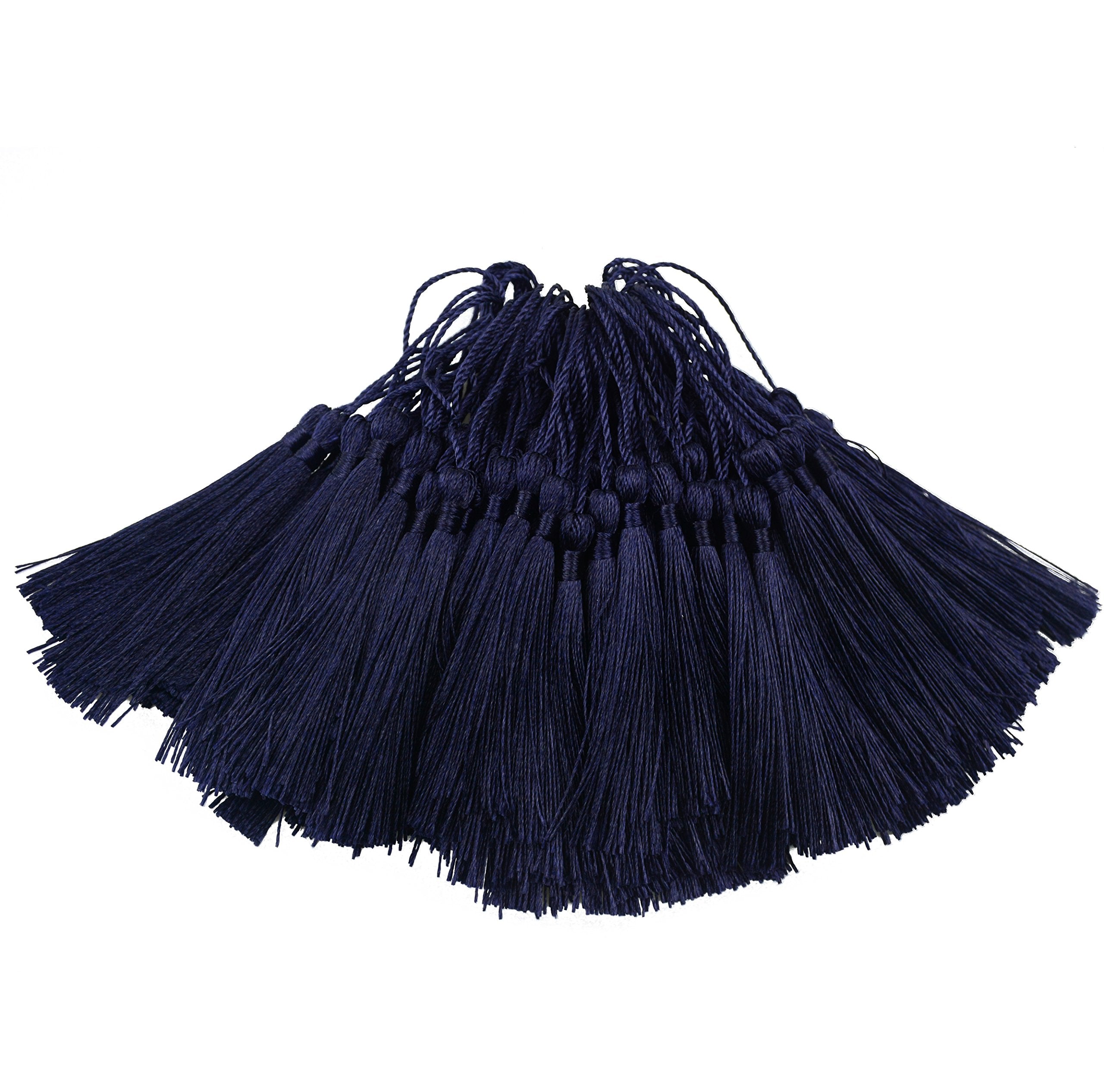 Makhry 100pcs 13cm/5 Inch Silky Floss Bookmark Tassels with 2-Inch Cord Loop and Small Chinese Knot for Jewelry Making, Souvenir, Bookmarks, DIY Craft Accessory (Dark Grey)