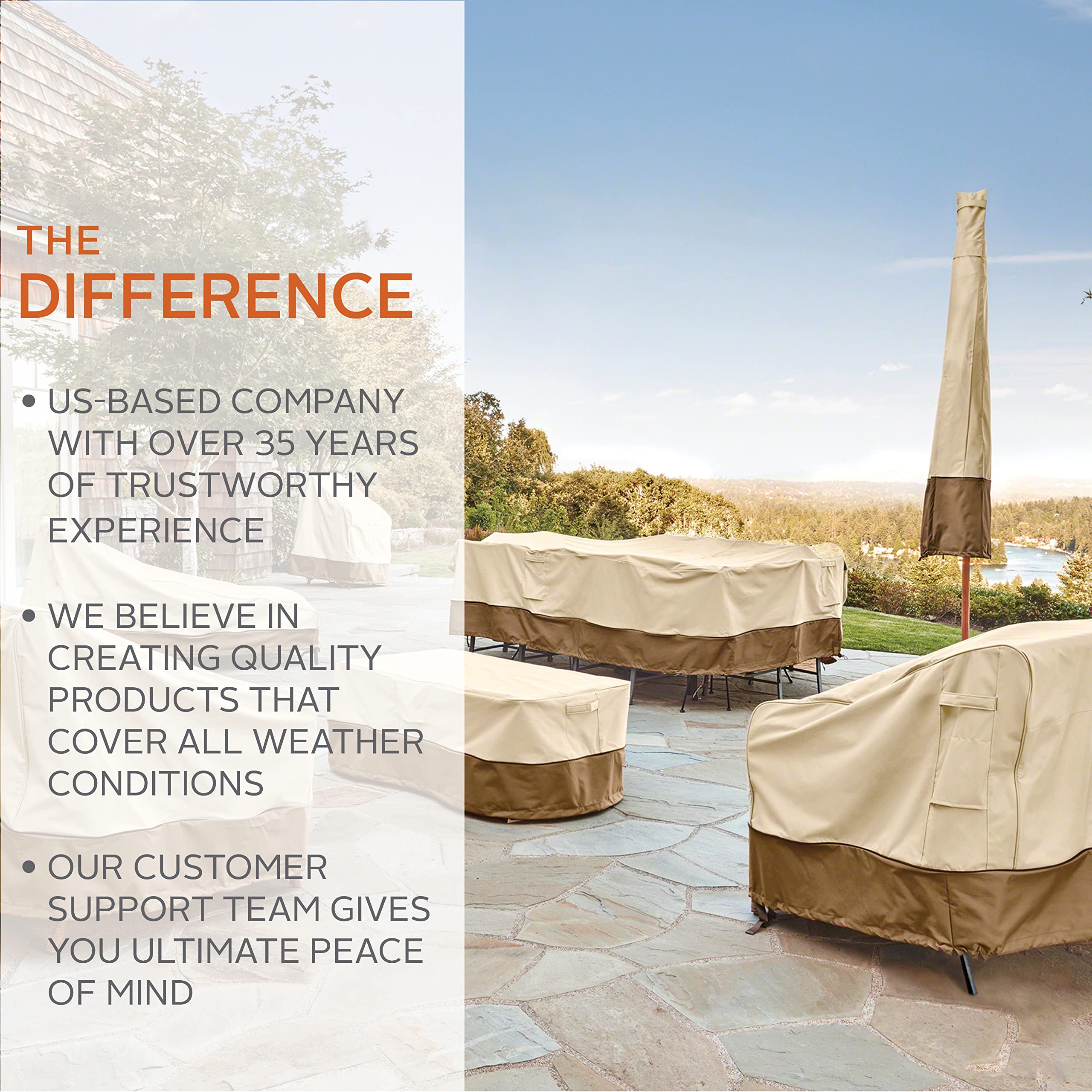 Classic Accessories Veranda Water-Resistant 108 Inch Rectangular/Oval Patio Table & Chair Set Cover, Outdoor Table Cover