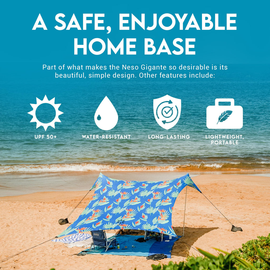 Neso Gigante Portable Beach Tent Sun Shelter - Lightweight Beach Shade Canopy - Easy Setup for Family Outings - Patented Reinforced Corners - UPF 50+ - 8ft Tall, 11 x 11ft - Save The Whales