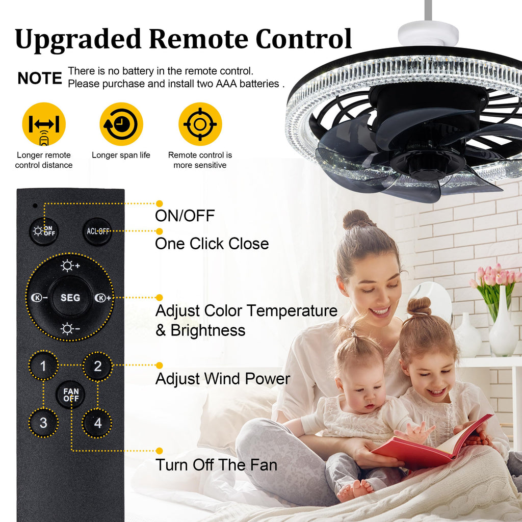 Socket Ceiling Fan Light,Bulb Socket Fan with Remote,Dimmable E26 Base Ceiling Fans with Lights for Bedroom,Screw in Fan and Light Combo,Mini Small Ceiling Fan with Light,Recessed Light Fan Lamp
