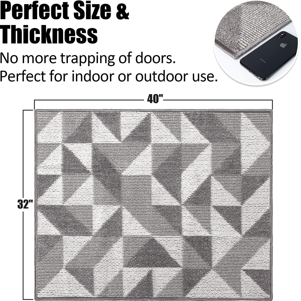 Indoor Doormat 24"x 36", Absorbent Front Back Door Mat Floor Mats, Rubber Backing Non Slip Door Mats Inside Mud Dirt Trapper Entrance Door Rug Carpet, Machine Washable Low Profile-Brown Time Cloister