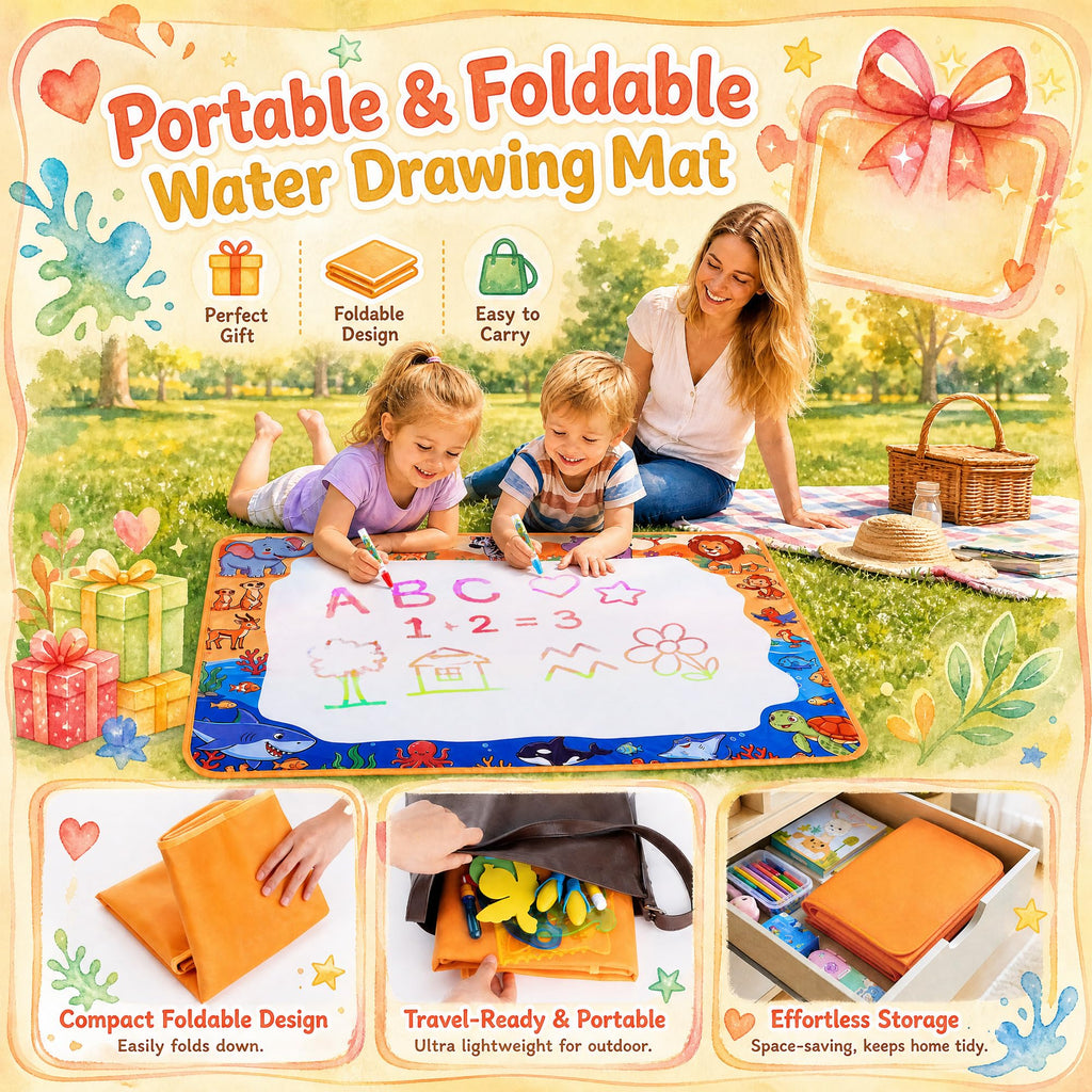 Aqua Water Doodle Mat - Kids Drawing Mat Toddlers Educational Toys for Age 3 4 5 6 7 8 Year Old Boys Girls Gifts - Neon Color Mat Doodle Board Writing Drawing Toys Holiday Christmas Birthday Gifts