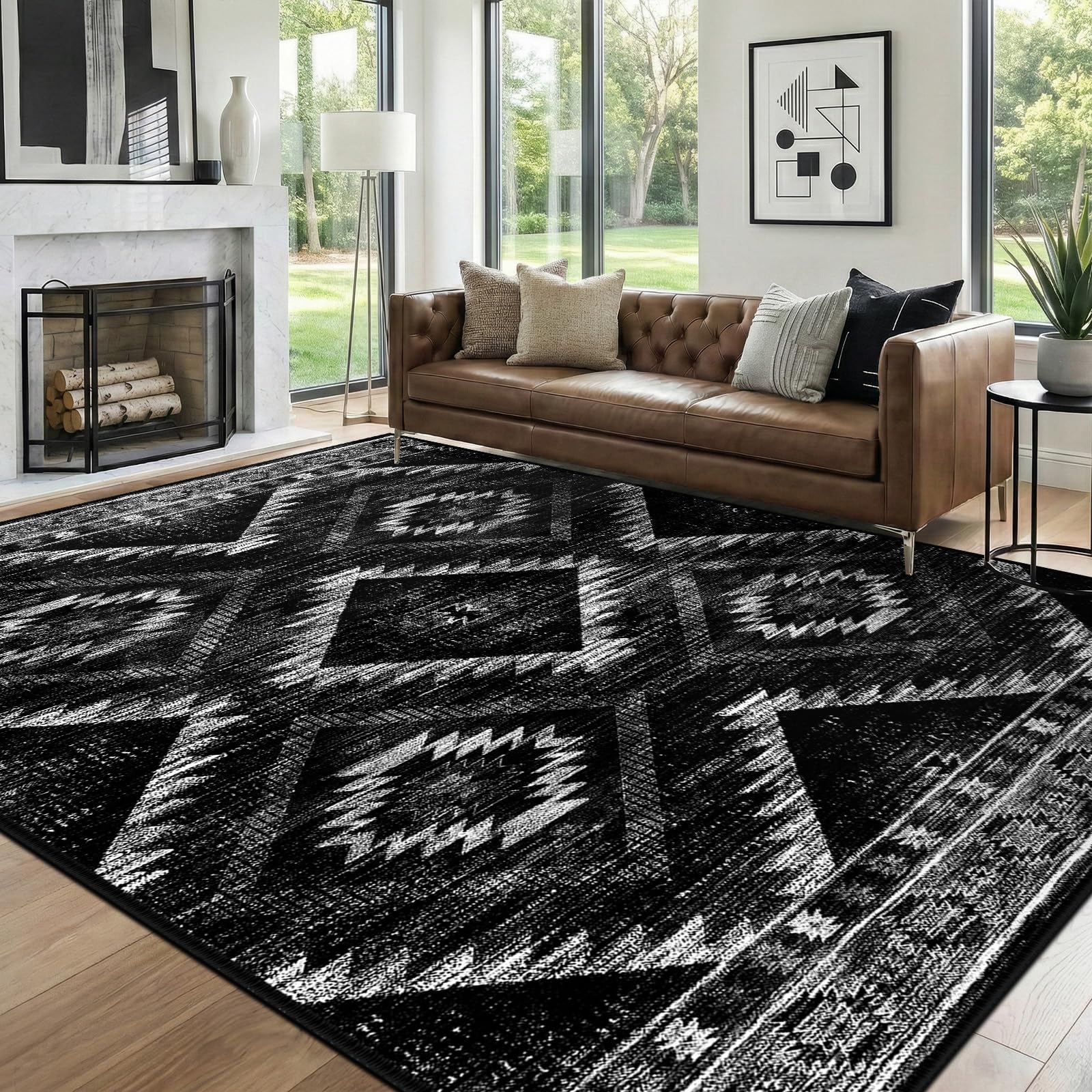 BESTSWEETIE Area Rug 2x3 Rug Machine Washable Non-Slip Low Pile Print Pattern Western Rug for Living Room Bedroom Entryway Tribal Series-Abstract/Cowhide