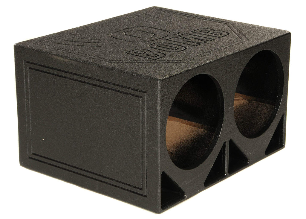 QPower 12 Inch Dual Subwoofer Box, High-Performance Vented Speaker Enclosure, Black - Car Audio and Sound System Accessories - Portable Equipment for Subwoofers