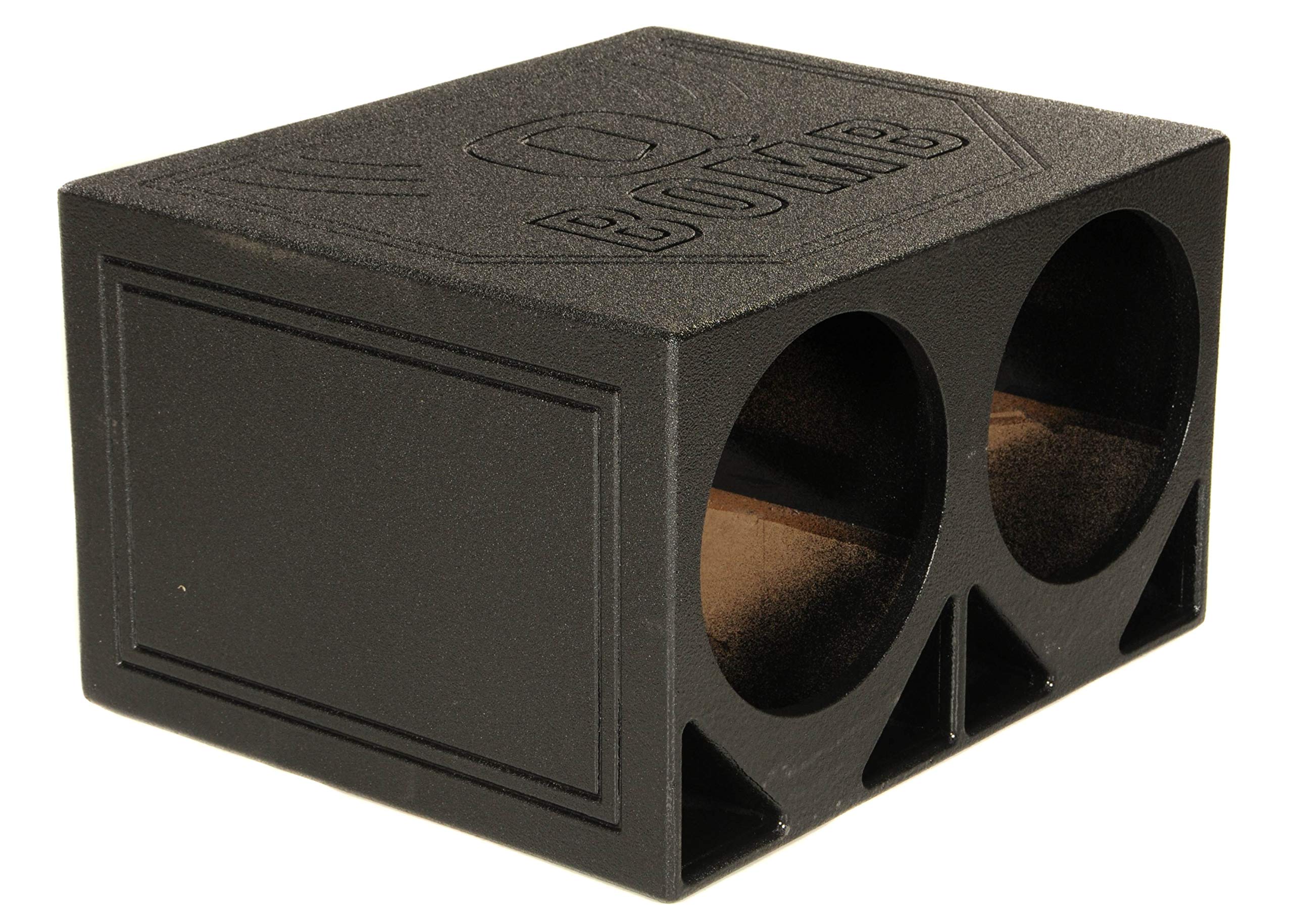 QPower 12 Inch Dual Subwoofer Box, High-Performance Vented Speaker Enclosure, Black - Car Audio and Sound System Accessories - Portable Equipment for Subwoofers