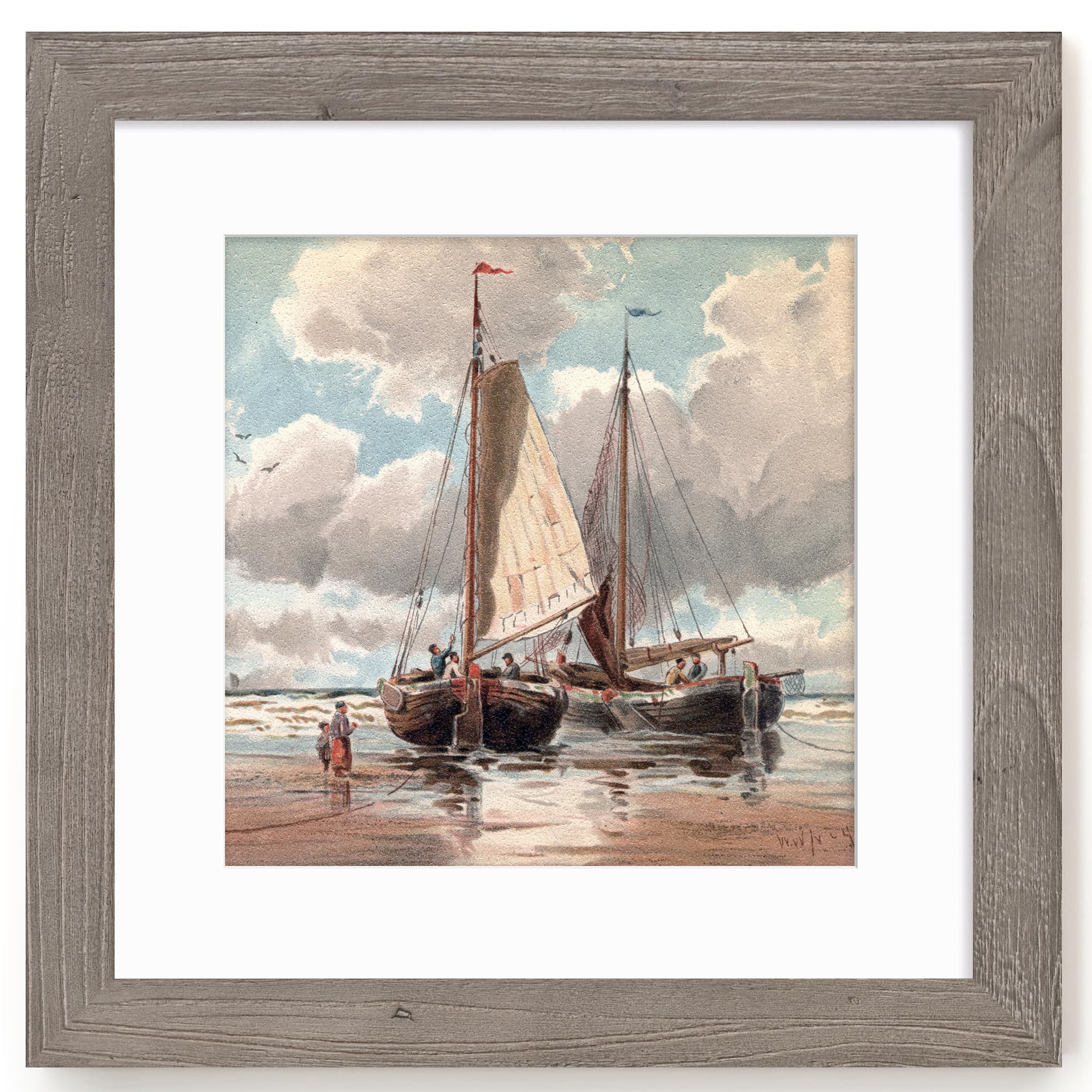 Fun Memories 5x7 Picture Frame with Mat for 4x6 Photo, Solid Elm Wood & Tempered Glass, Rustic Wall & Tabletop Display Frame, Grey, 1 Pack