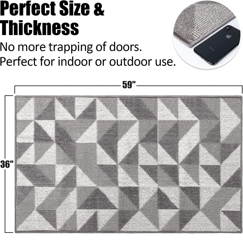 Indoor Doormat 24"x 36", Absorbent Front Back Door Mat Floor Mats, Rubber Backing Non Slip Door Mats Inside Mud Dirt Trapper Entrance Door Rug Carpet, Machine Washable Low Profile-Brown Time Cloister