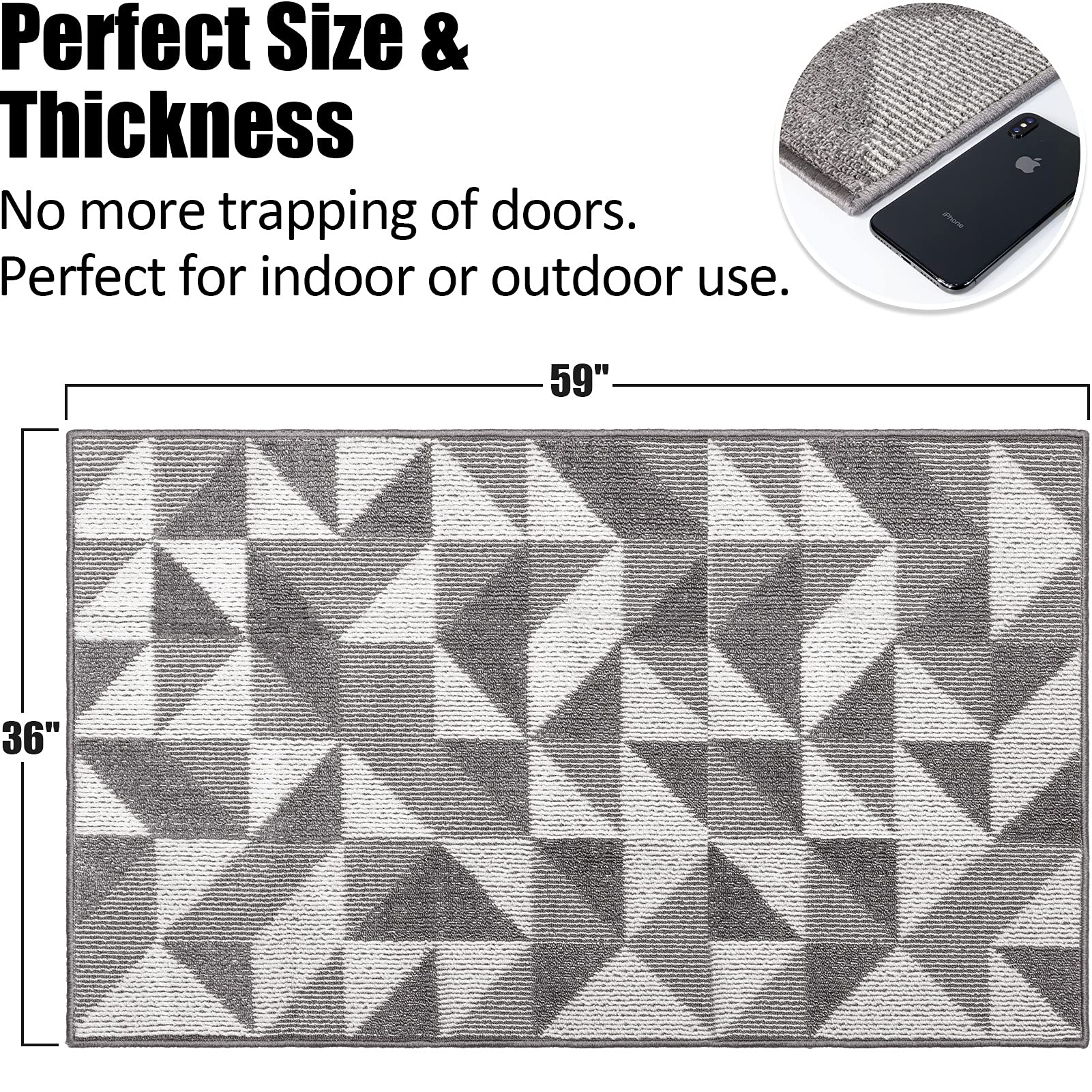 Indoor Doormat 24"x 36", Absorbent Front Back Door Mat Floor Mats, Rubber Backing Non Slip Door Mats Inside Mud Dirt Trapper Entrance Door Rug Carpet, Machine Washable Low Profile-Brown Time Cloister