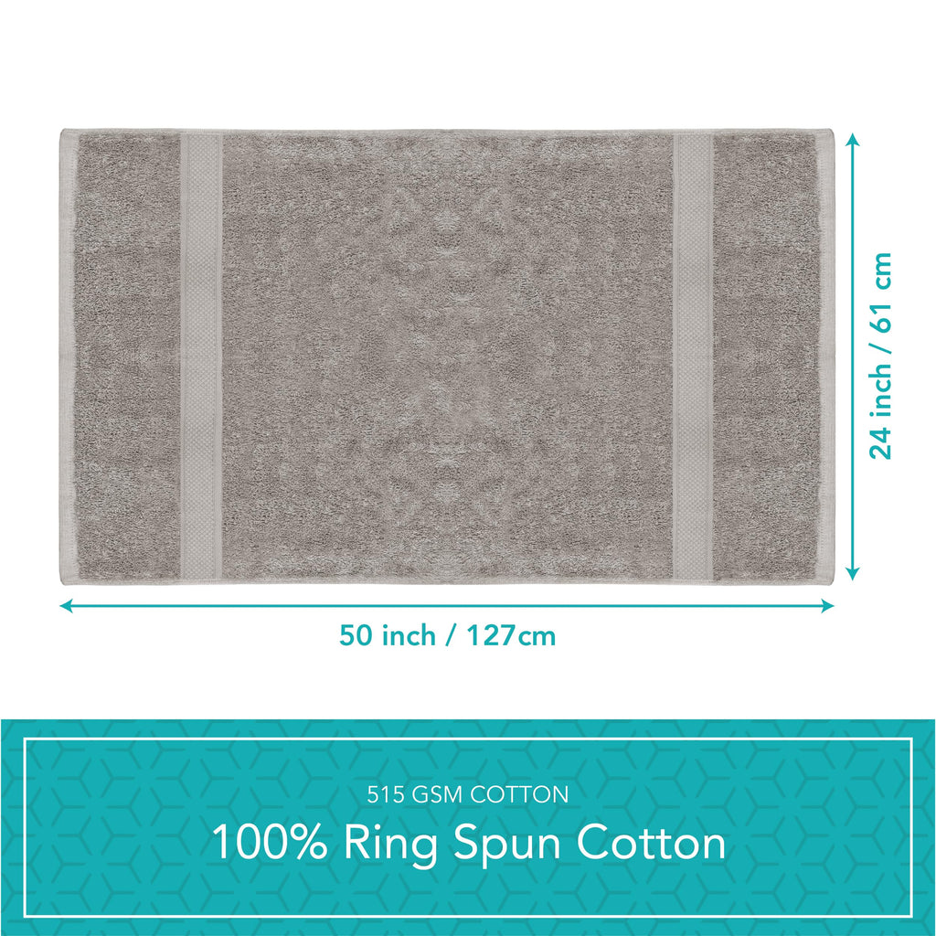 Pleasant Home Bath Towels Set of 6 (24” x 50”) 100% Cotton, 515 GSM | Lightweight, Soft & Highly Absorbent Luxury Towels for Bathroom | for Gym, Pool & Spa | 6 Pack, Gray