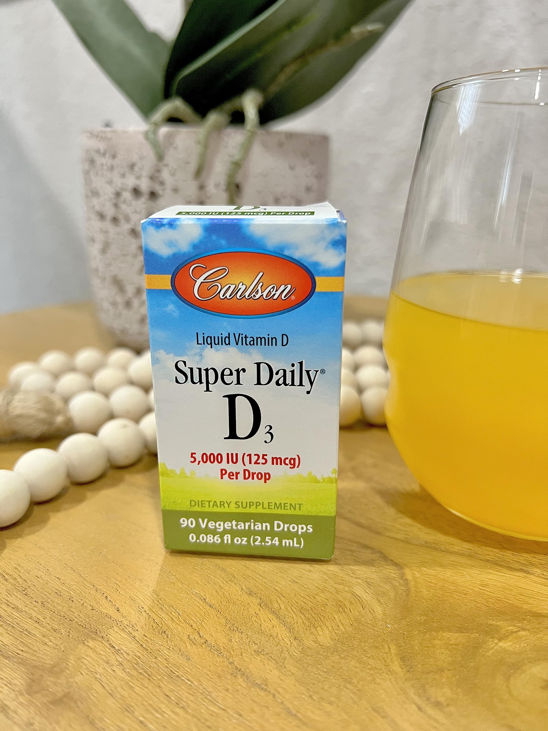 Carlson - Super Daily D3 5,000 IU (125 mcg) per Drop, Vitamin D Drops, Immune Support, Heart Health, Liquid Vitamin D3, Unflavored, 90 Drops
